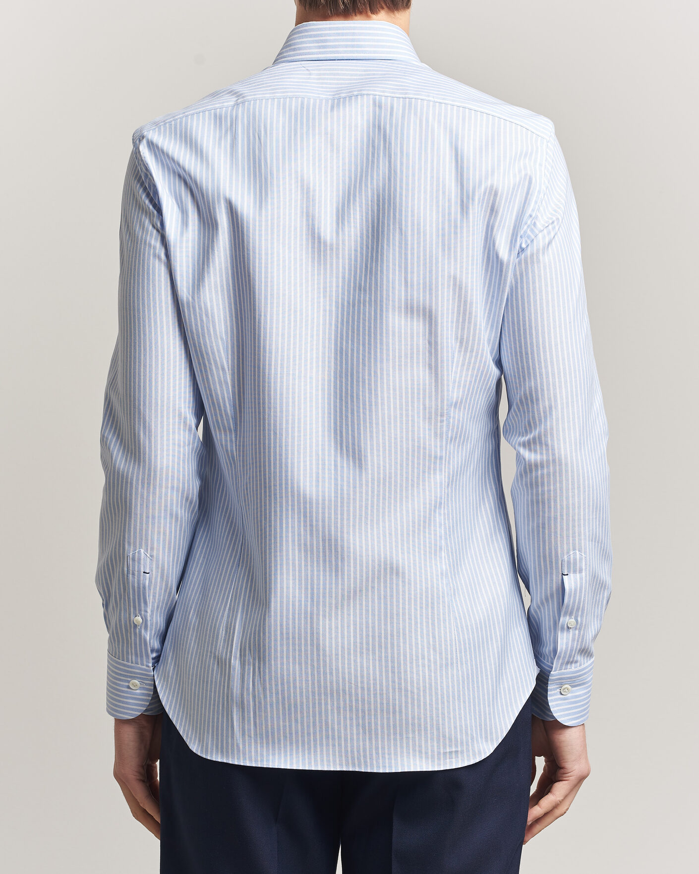 Men | Shirts | Mazzarelli | Soft Oxford Button Down Shirt Light Blue Stripe