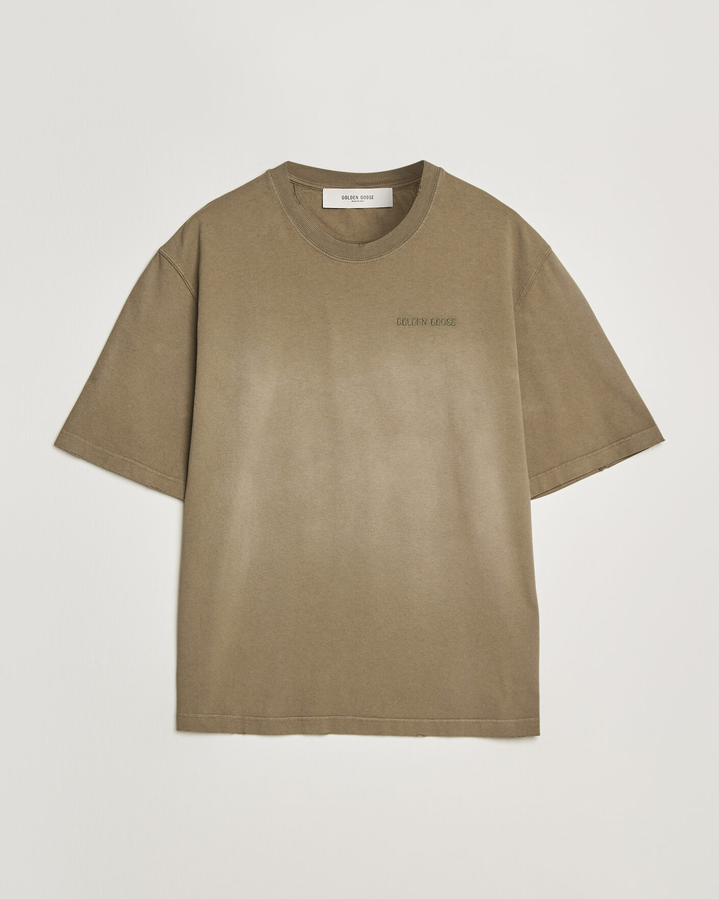 Men | T-Shirts | Golden Goose | Journey Dyed Cotton T-Shirt Washed Beige