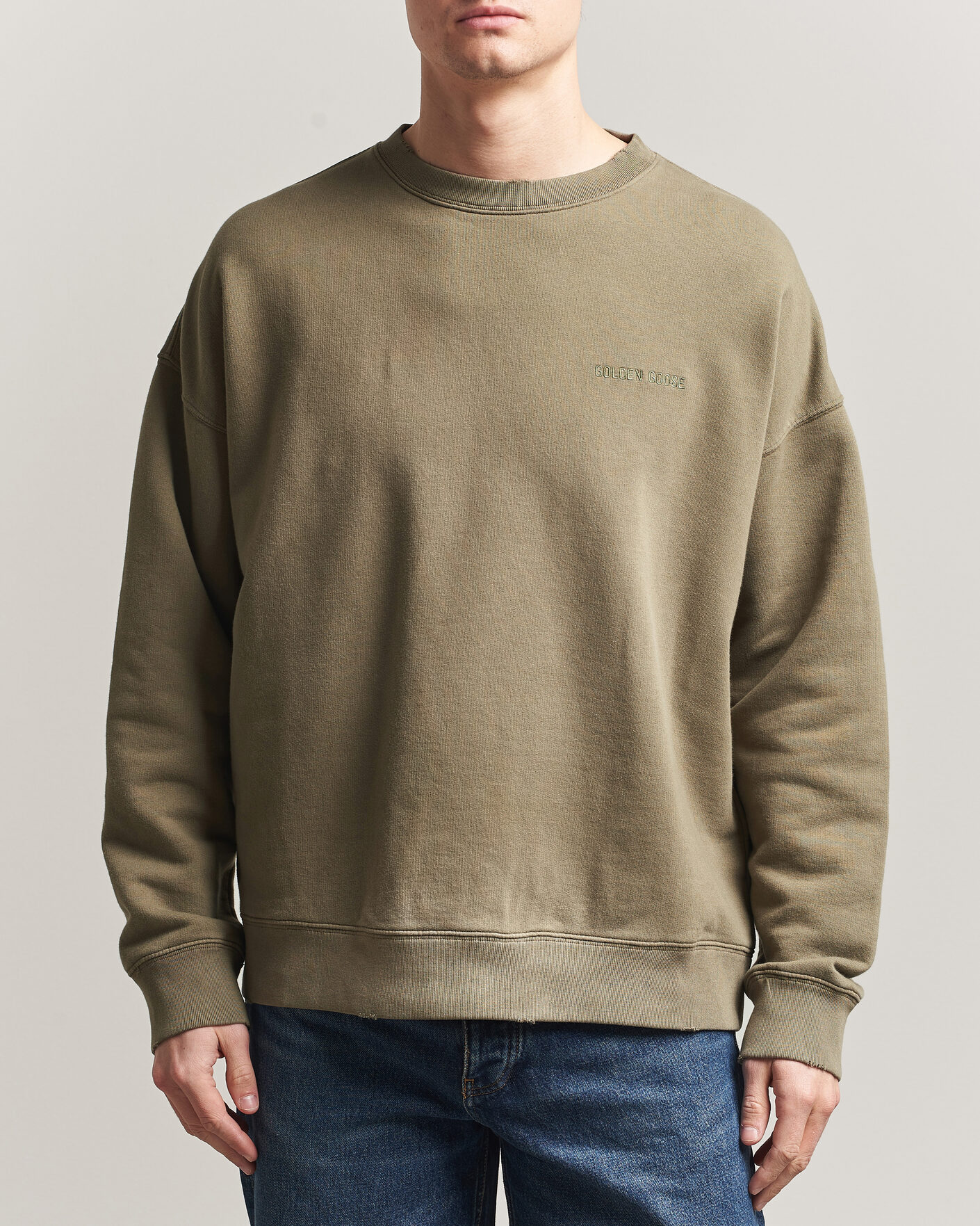 Men | Sweaters & Knitwear | Golden Goose | Journey Dyed Cotton Sweatshirt Washed Beige