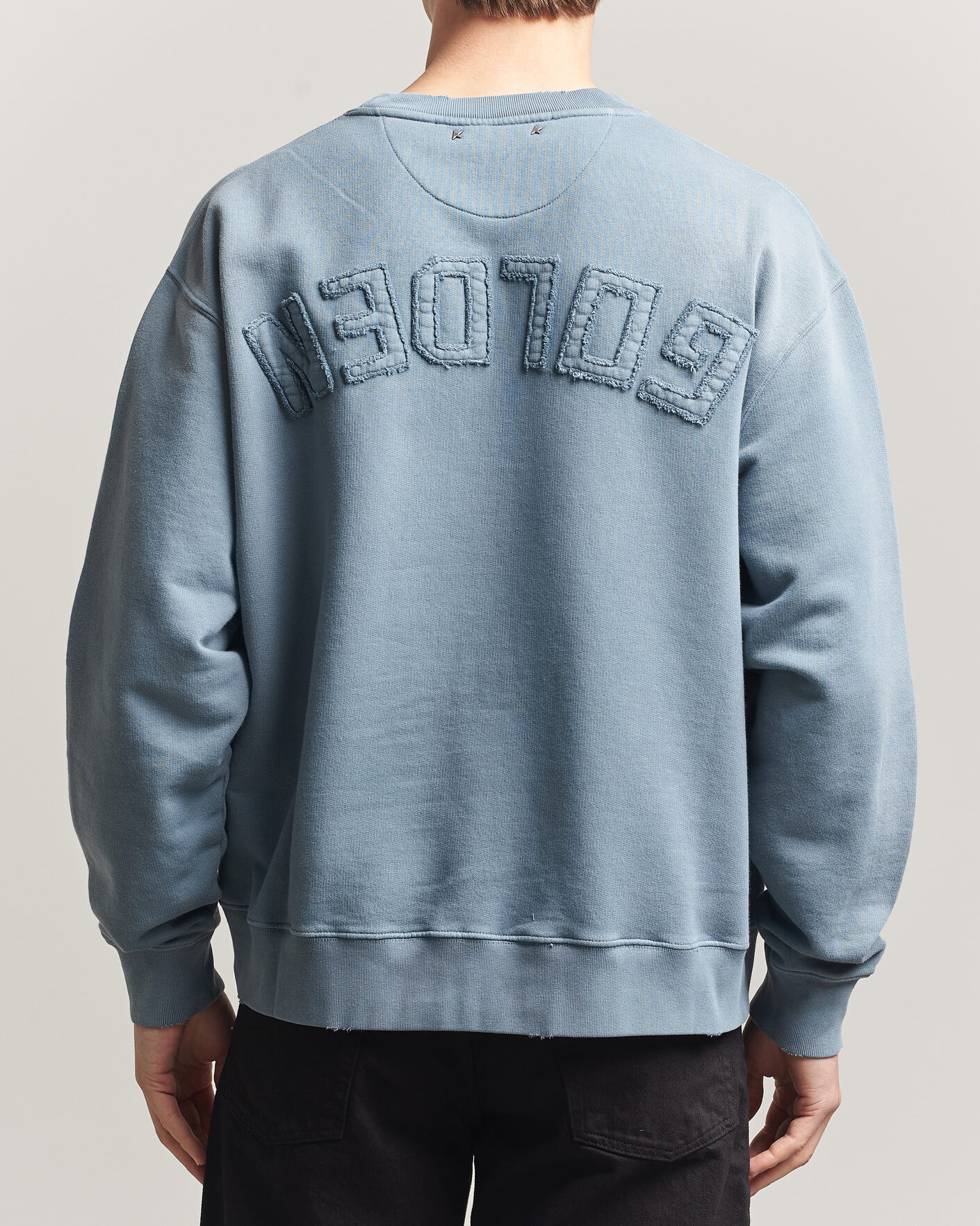 Men | Sweaters & Knitwear | Golden Goose | Boxi Faded Cotton Sweatshirt Windward Blue