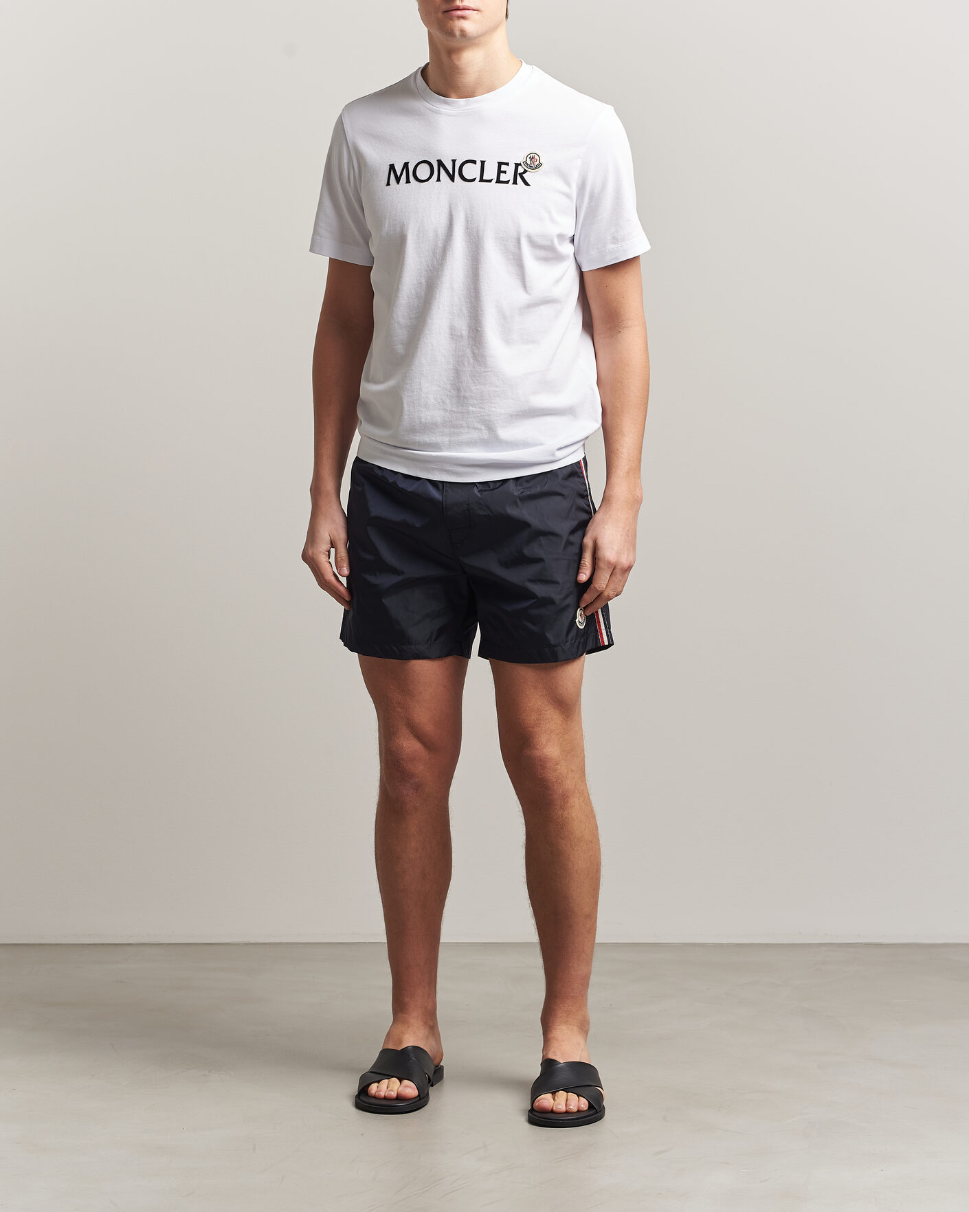 Men | Swimwear | Moncler | Contrast Band Swim Shorts Navy