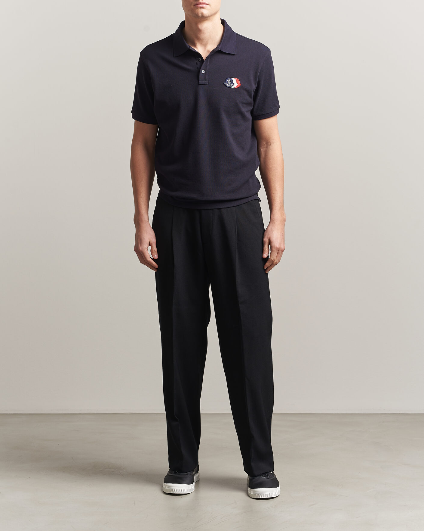 Moncler Tricolore Logo Polo Navy at CareOfCarl.com