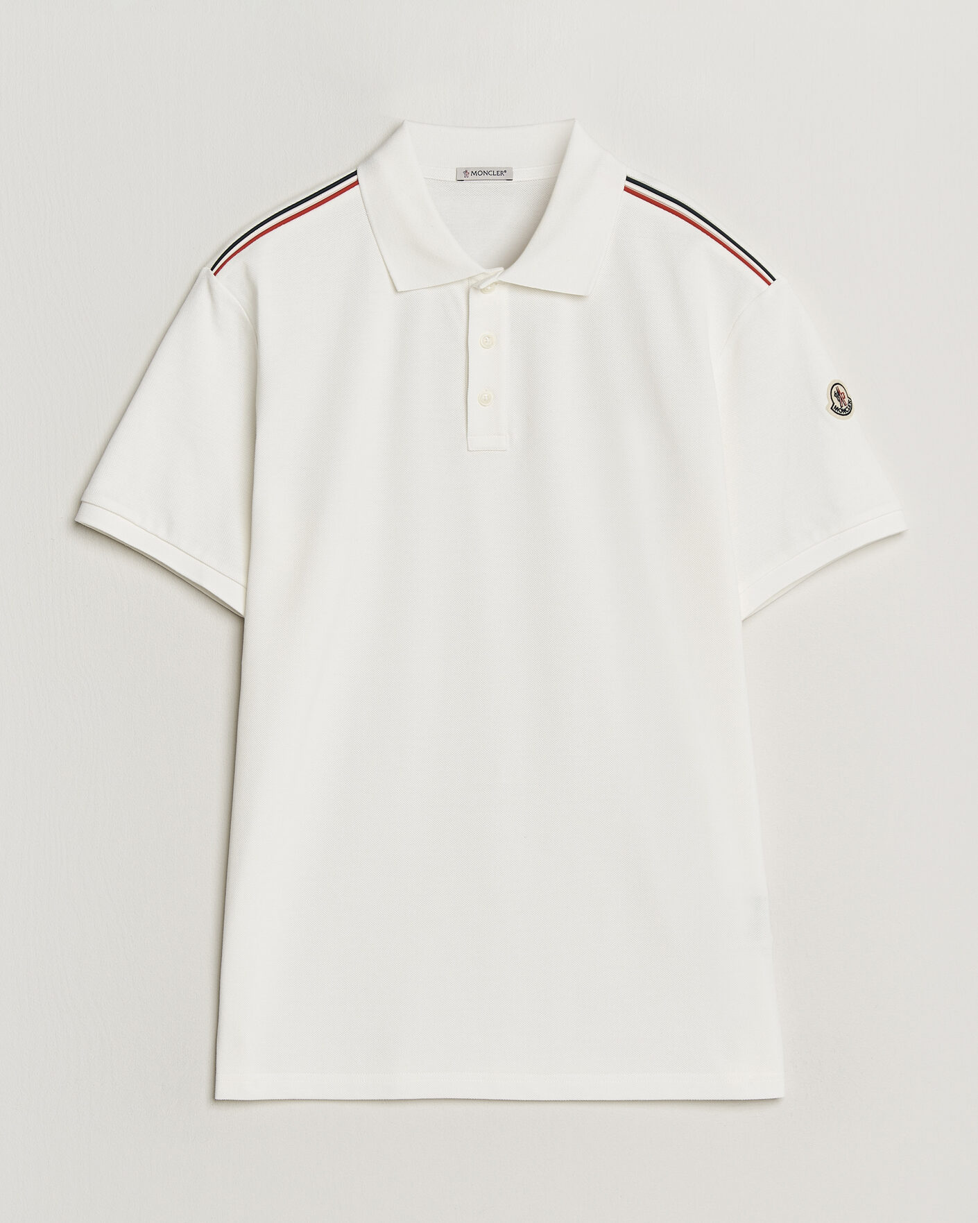 Men | Polo Shirts | Moncler | Tricolore Shoulder Polo White