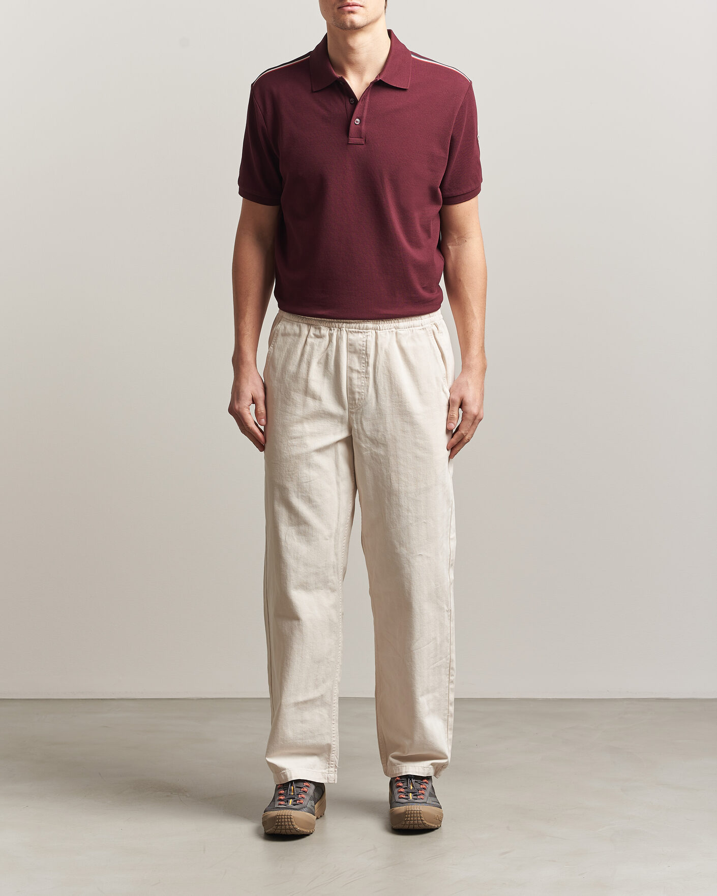 Men | Polo Shirts | Moncler | Tricolore Shoulder Polo Burgundy