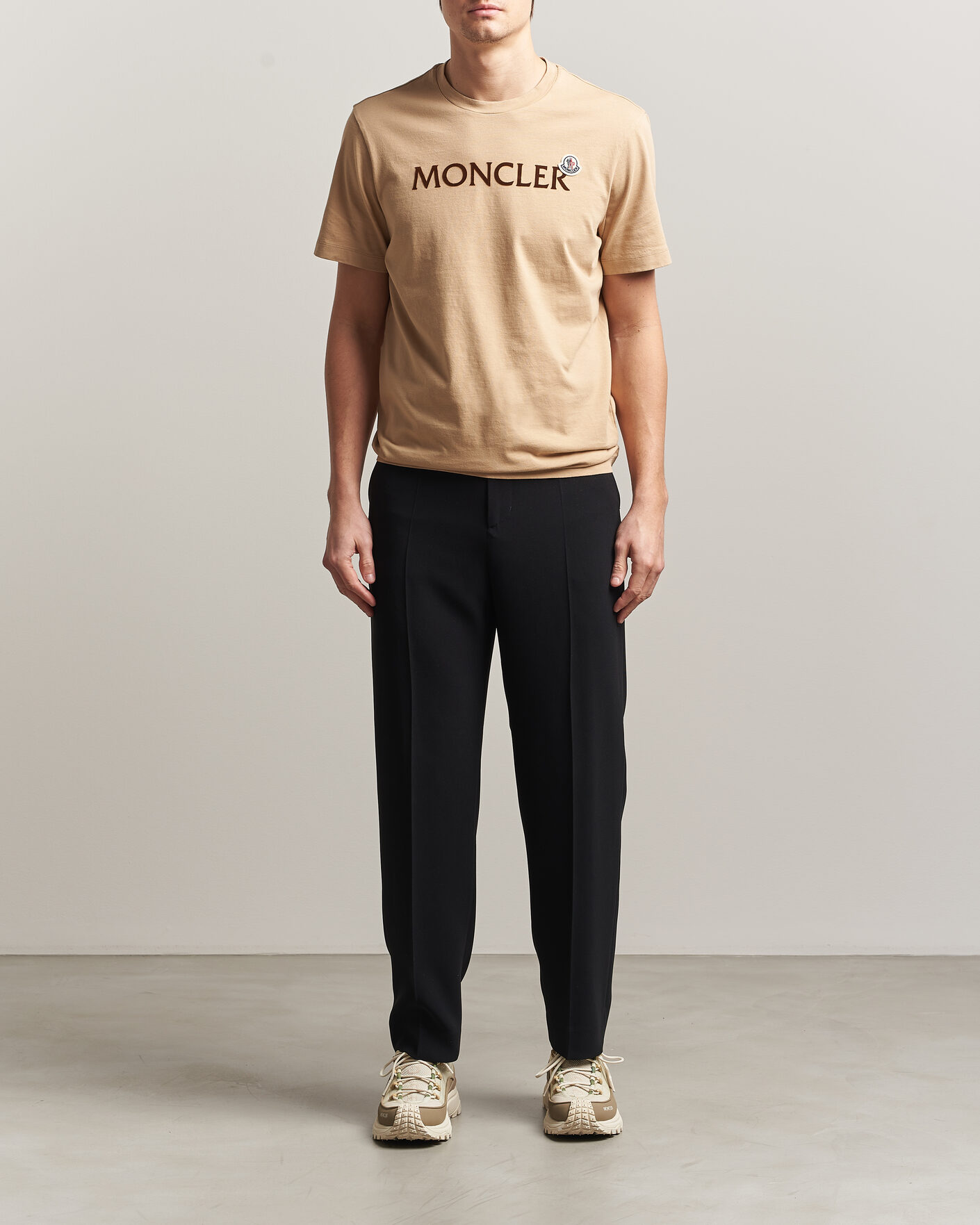 Men | T-Shirts | Moncler | Lettering Logo T-Shirt Beige