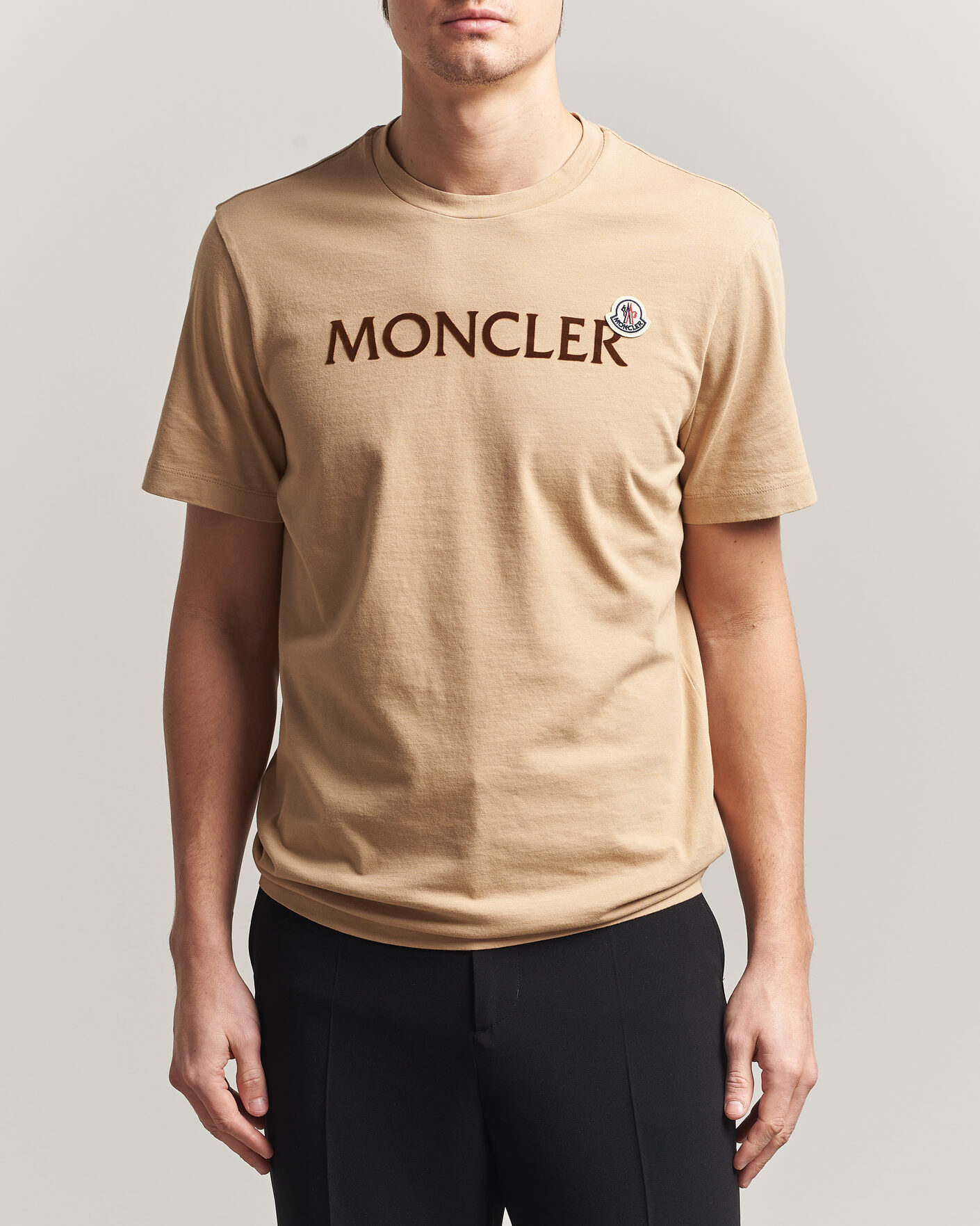 Men | T-Shirts | Moncler | Lettering Logo T-Shirt Beige