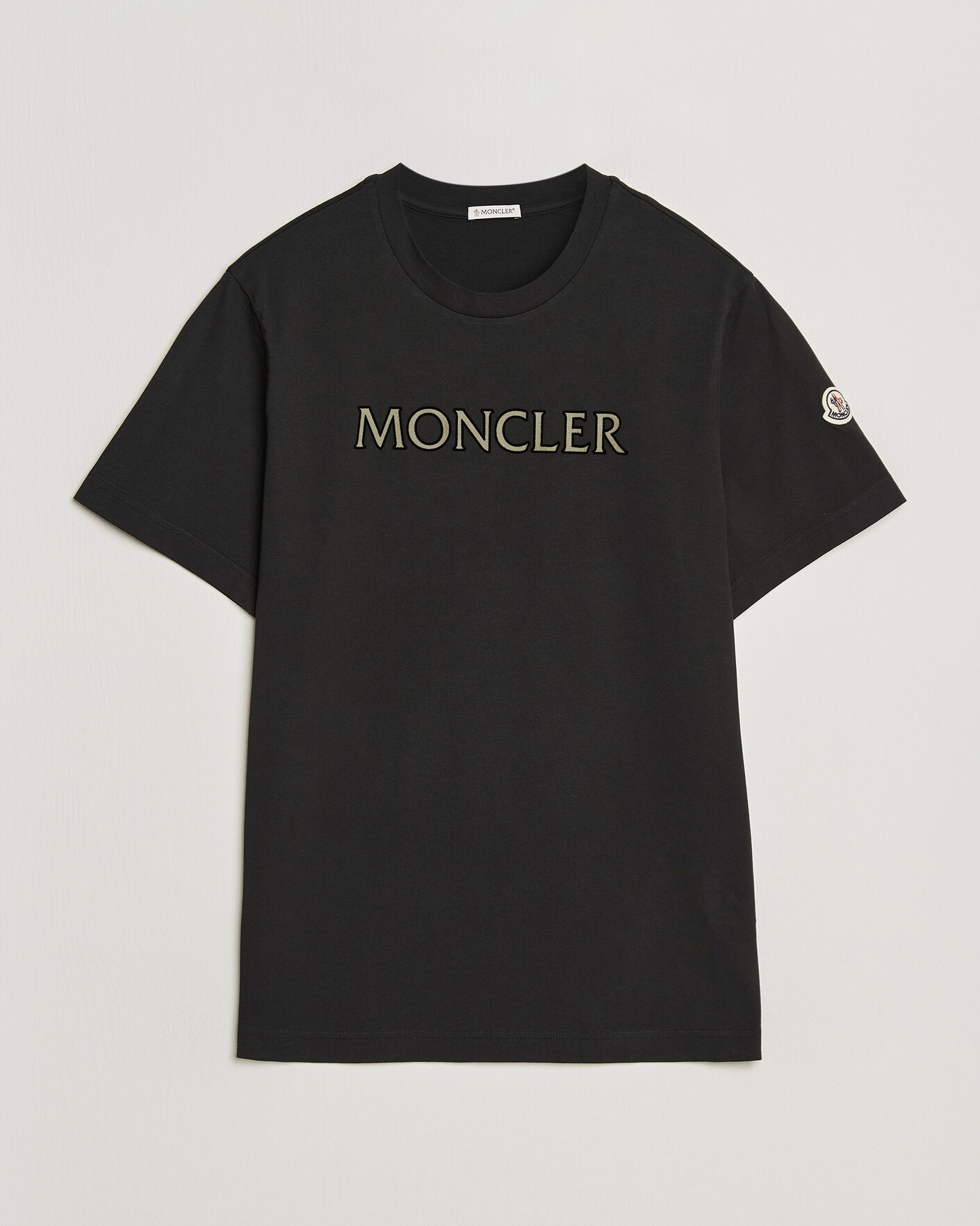 Men | T-Shirts | Moncler | Flock Print Logo T-Shirt Black