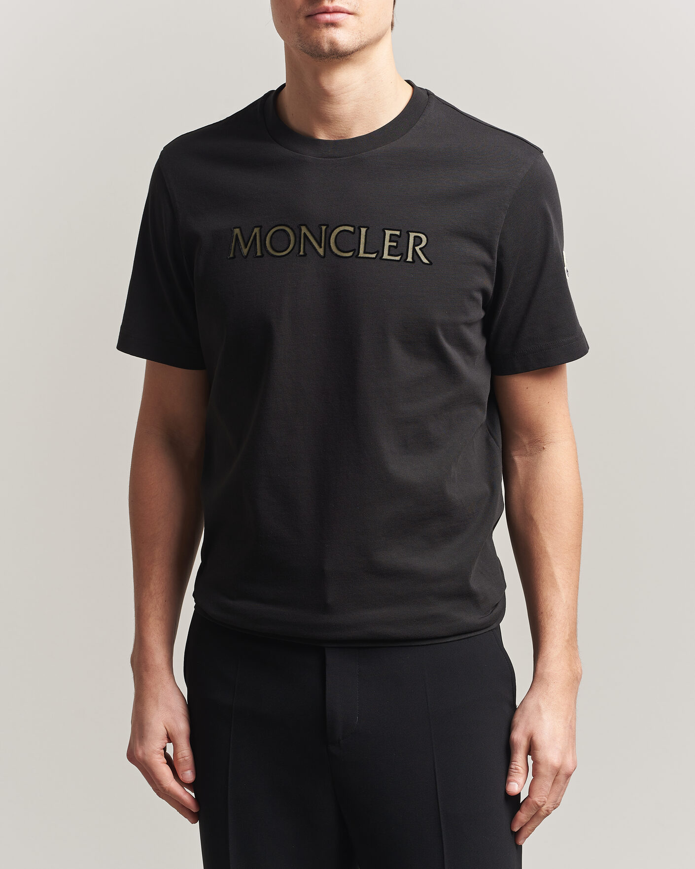 Moncler Flock Print Logo T-Shirt Black at CareOfCarl.com