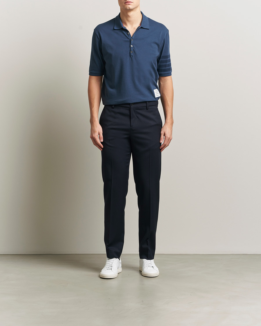 Men | Polo Shirts | Thom Browne | Overdyed 4 Bar Polo Navy