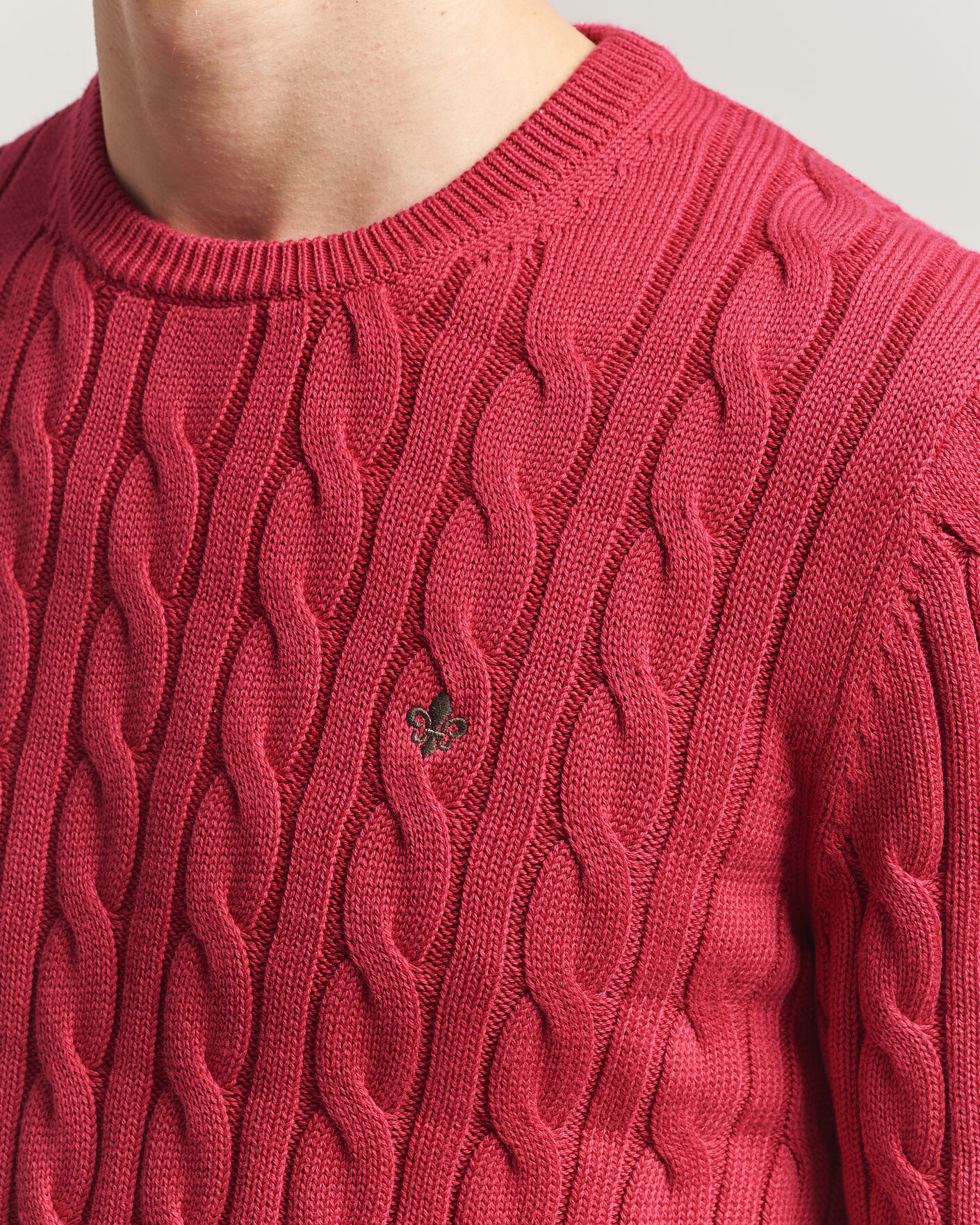 Men | Sweaters & Knitwear | Morris | Ethan Cable Oneck Red