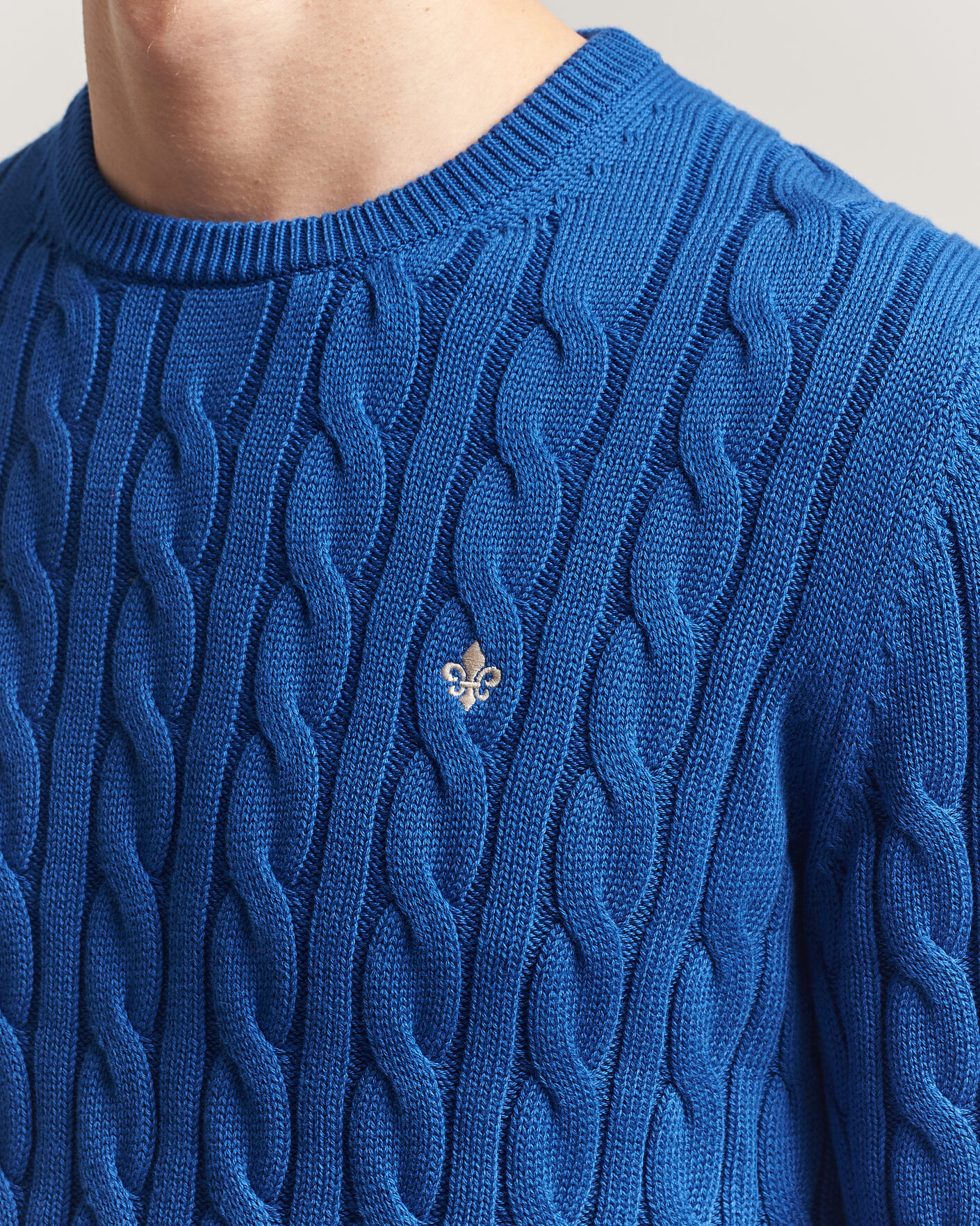 Men | Sweaters & Knitwear | Morris | Ethan Cable Oneck Blue