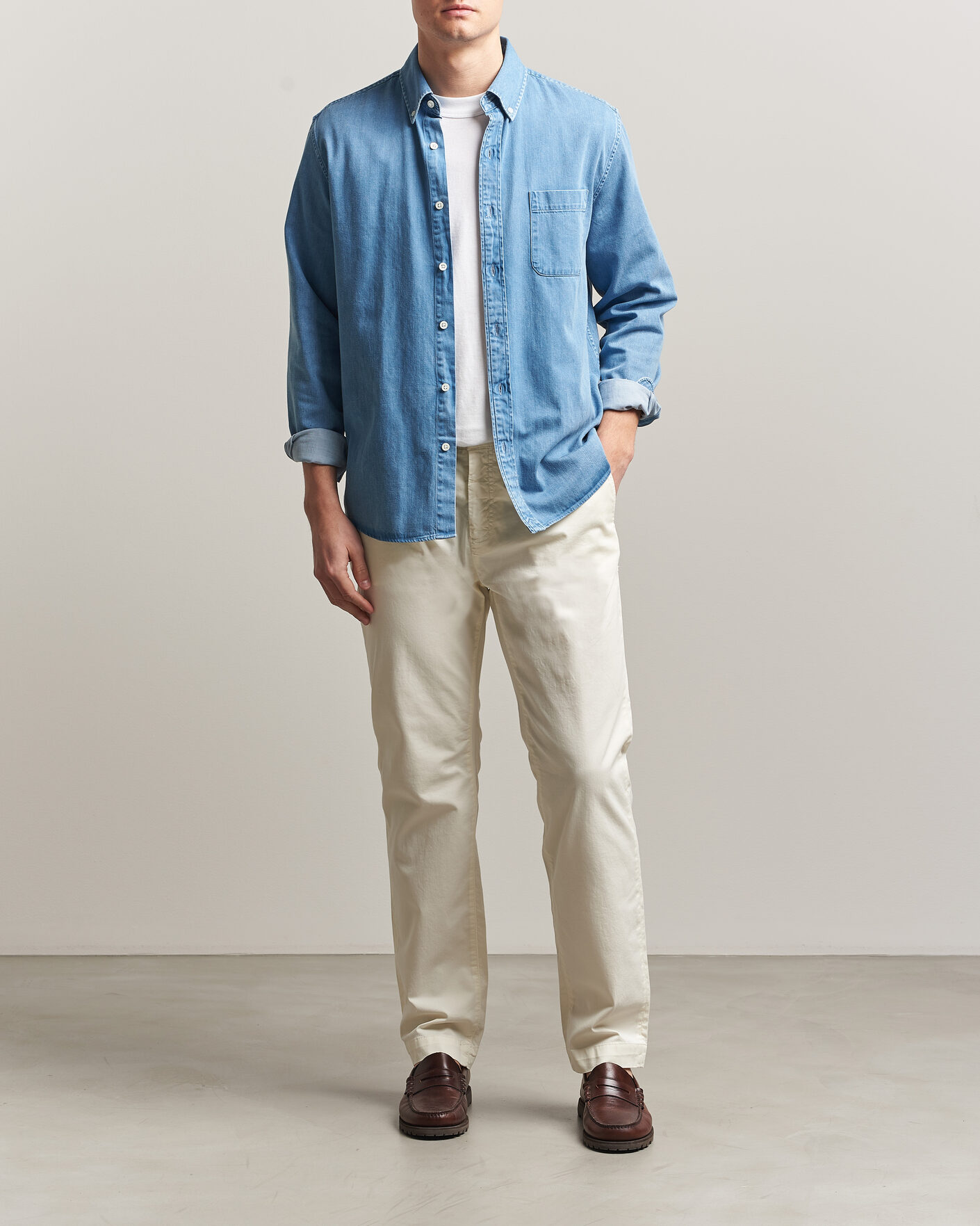 Men | Trousers | Morris | Jeffrey Summer Chinos Off White