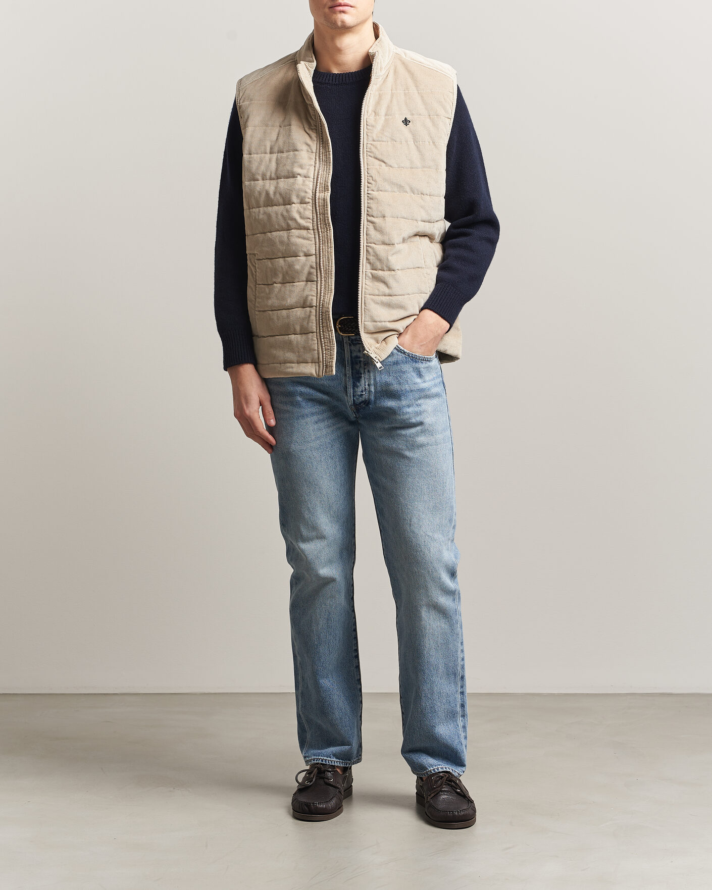 Men | Gilets | Morris | Teddy Quilted Corduroy Vest Khaki