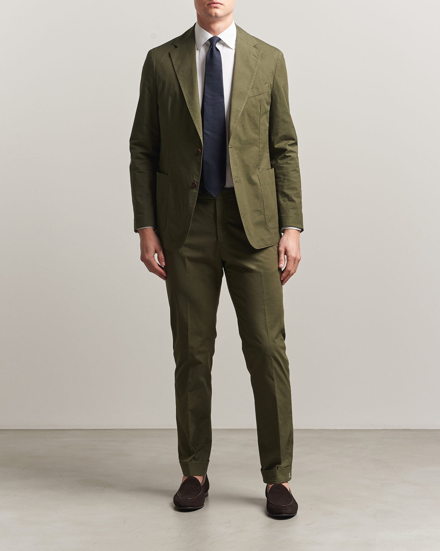 Men | Blazers | Morris | Washed Cotton Suit Blazer Olive