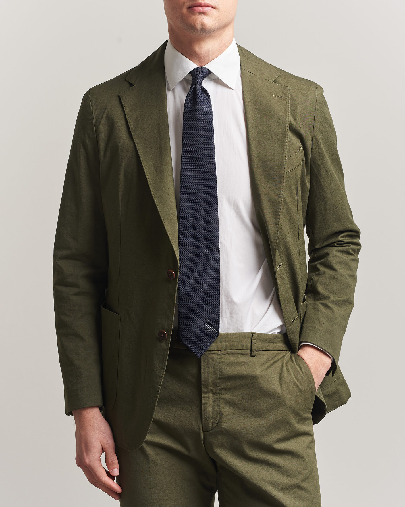 Men | Blazers | Morris | Washed Cotton Suit Blazer Olive