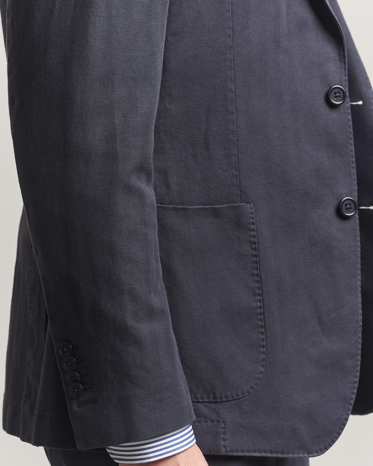 Men | Blazers | Morris | Washed Cotton Herringbone Blazer Navy