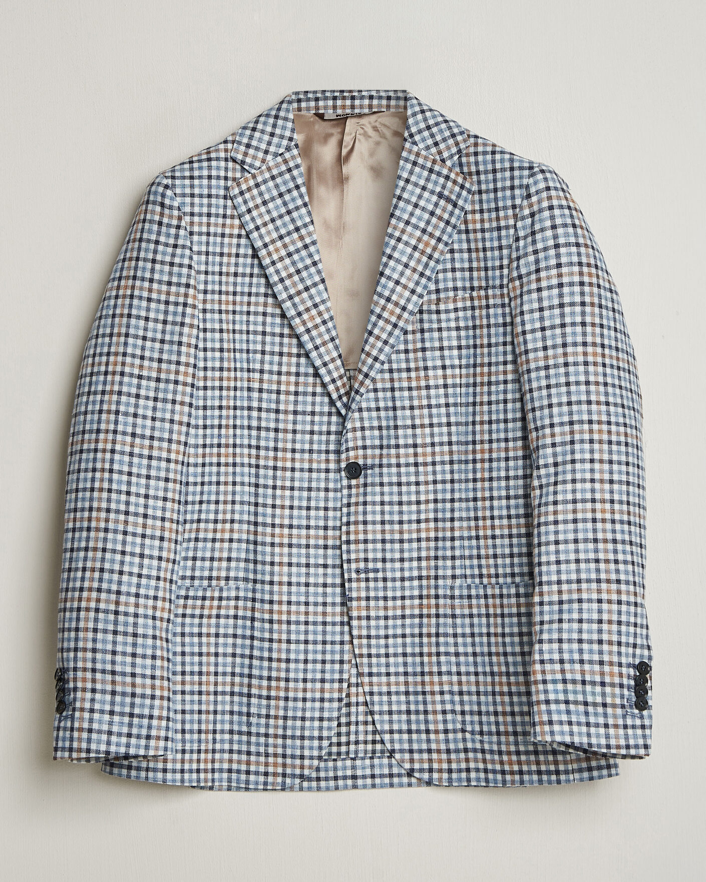 Men | Blazers | Morris | Linen Cotton Checked Blazer Blue