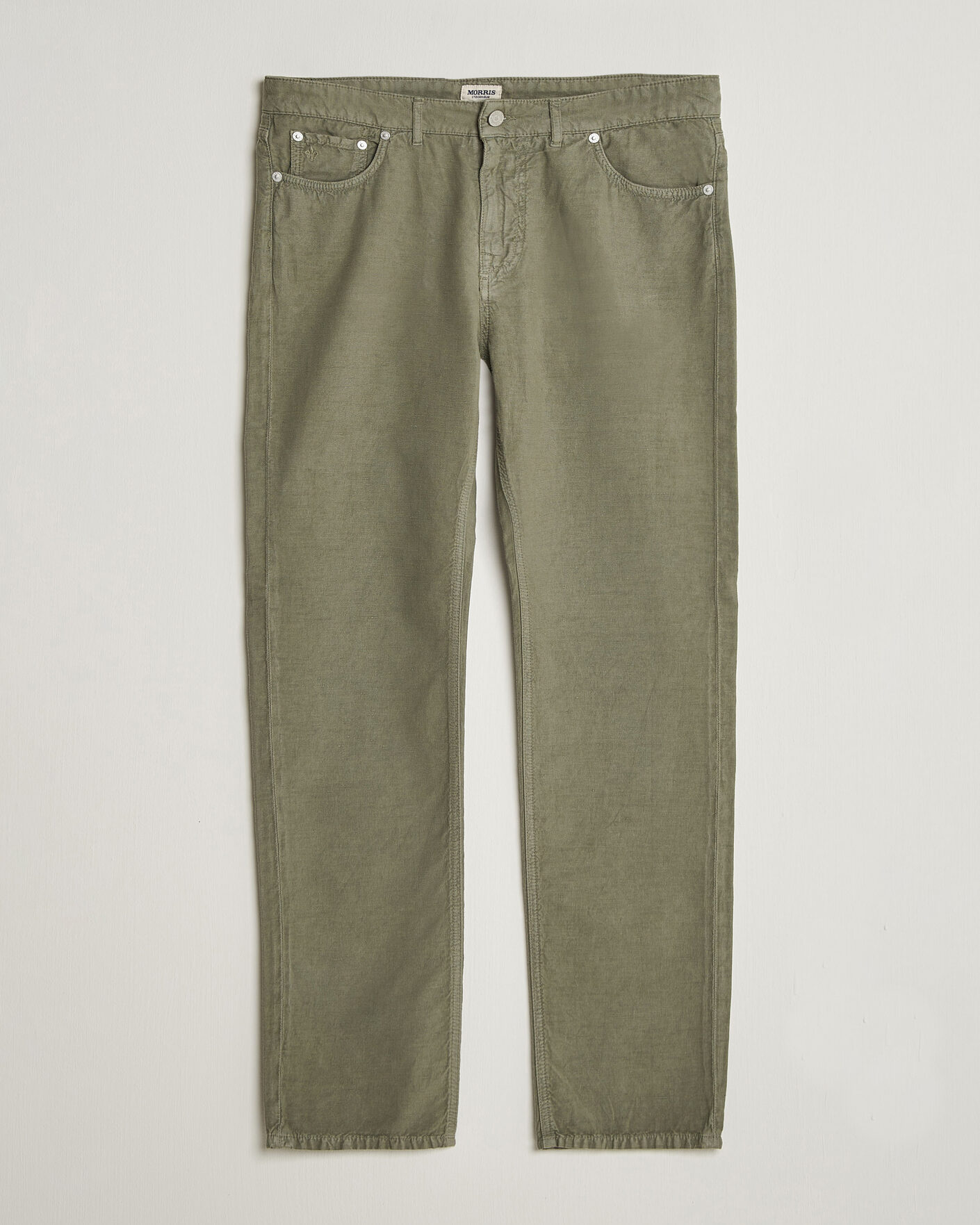 Men | Trousers | Morris | James Washed Linen 5-Pocket Pants Olive