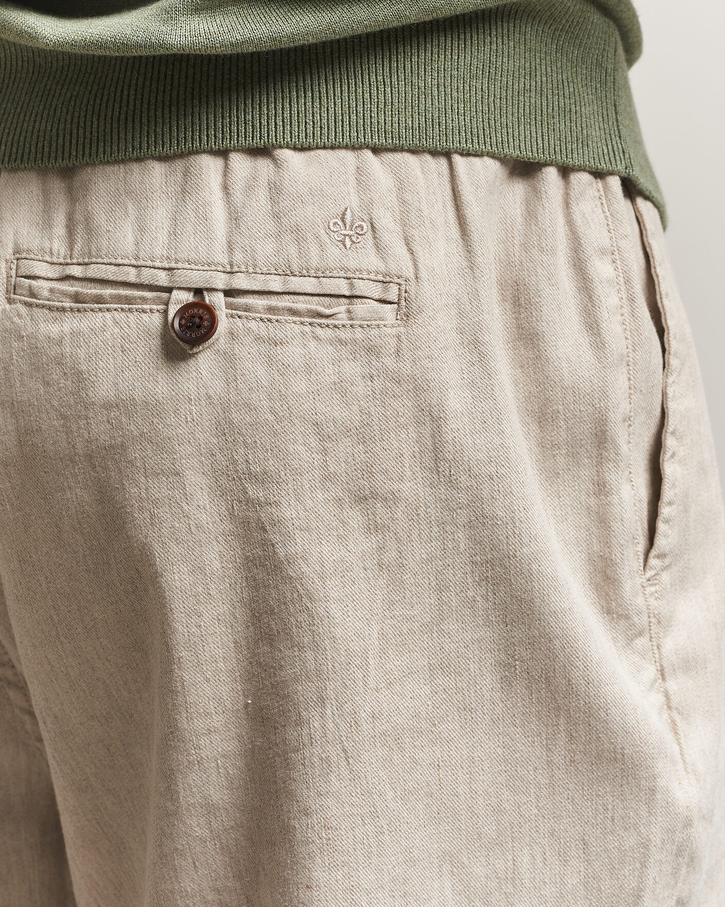 Morris Fenix Linen Trousers Khaki at CareOfCarl.com
