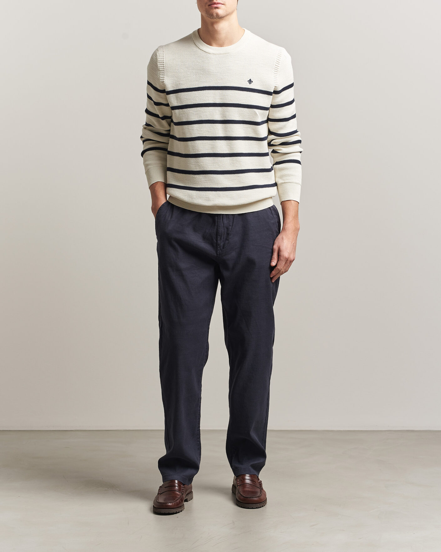 Men | Trousers | Morris | Fenix Linen Trousers Navy