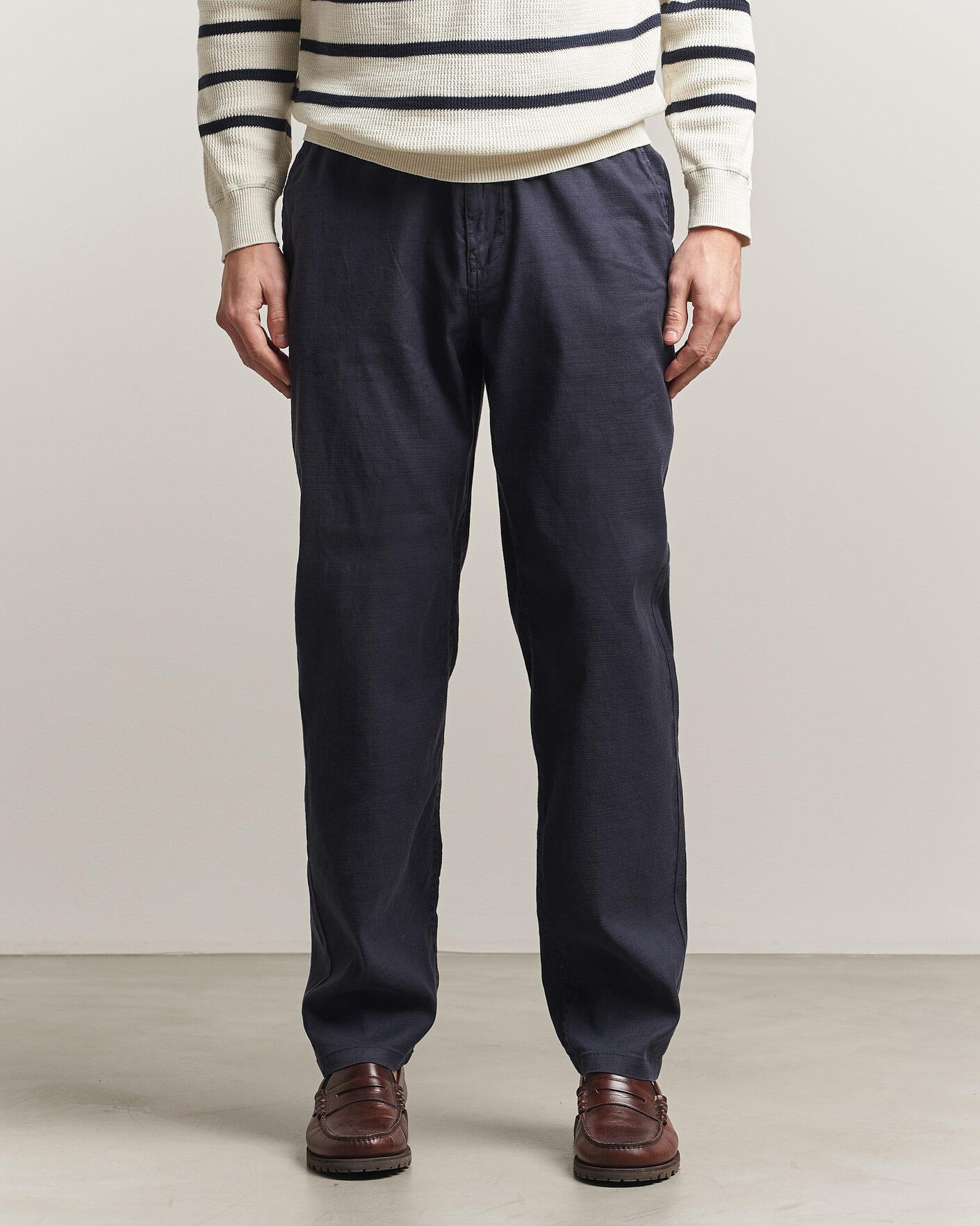 Men | Trousers | Morris | Fenix Linen Trousers Navy