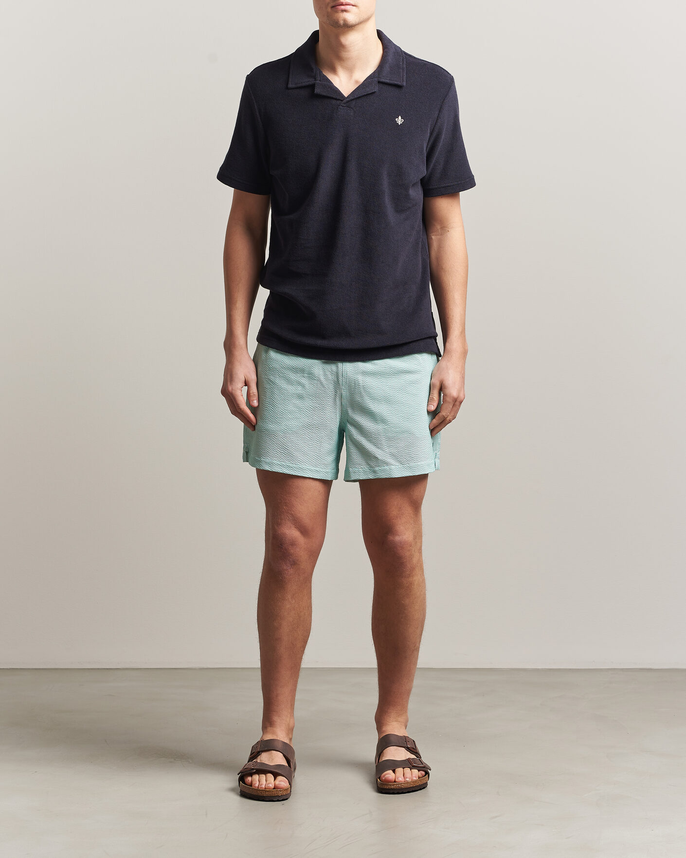Men | Swimwear | Morris | Seersucker Bathing Trunks Green