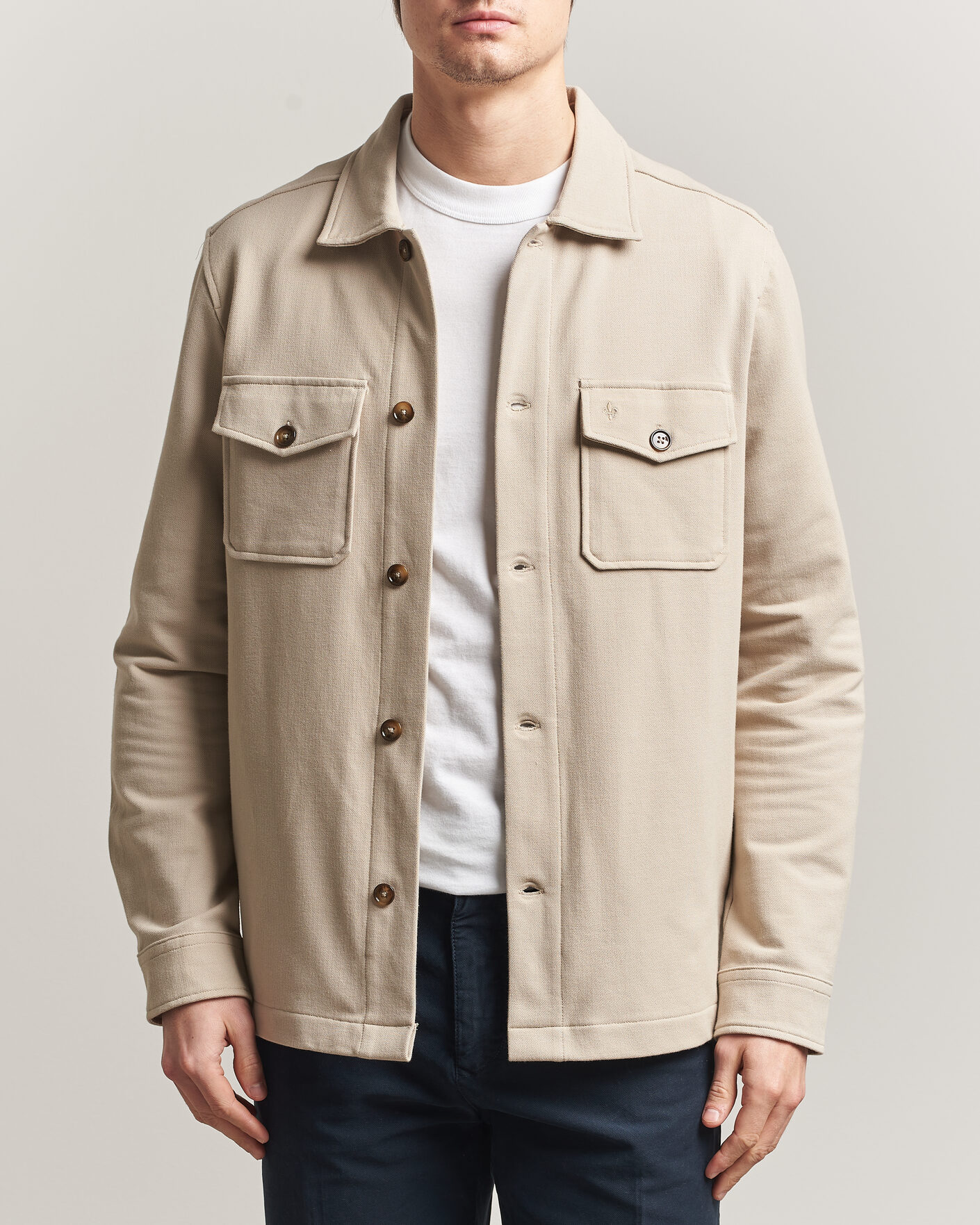 Men | Shirts | Morris | Andrew Jersey Overshirt Khaki