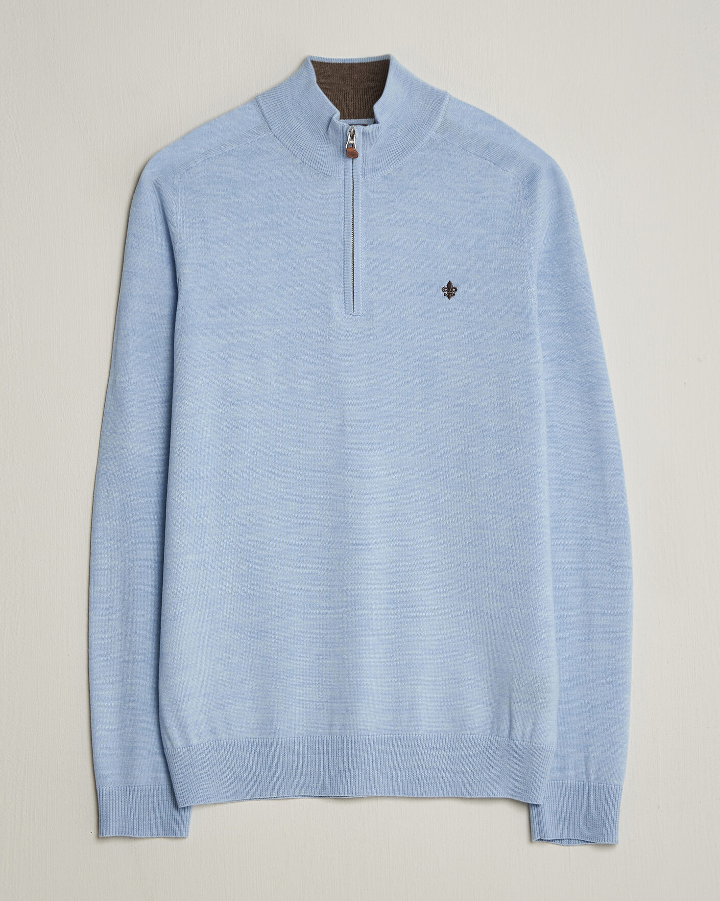 Men | Sweaters & Knitwear | Morris | John Merino Half-Zip Light Blue