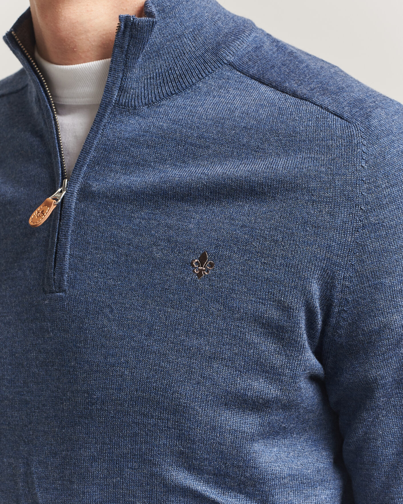 Men | Sweaters & Knitwear | Morris | John Merino Half-Zip Blue