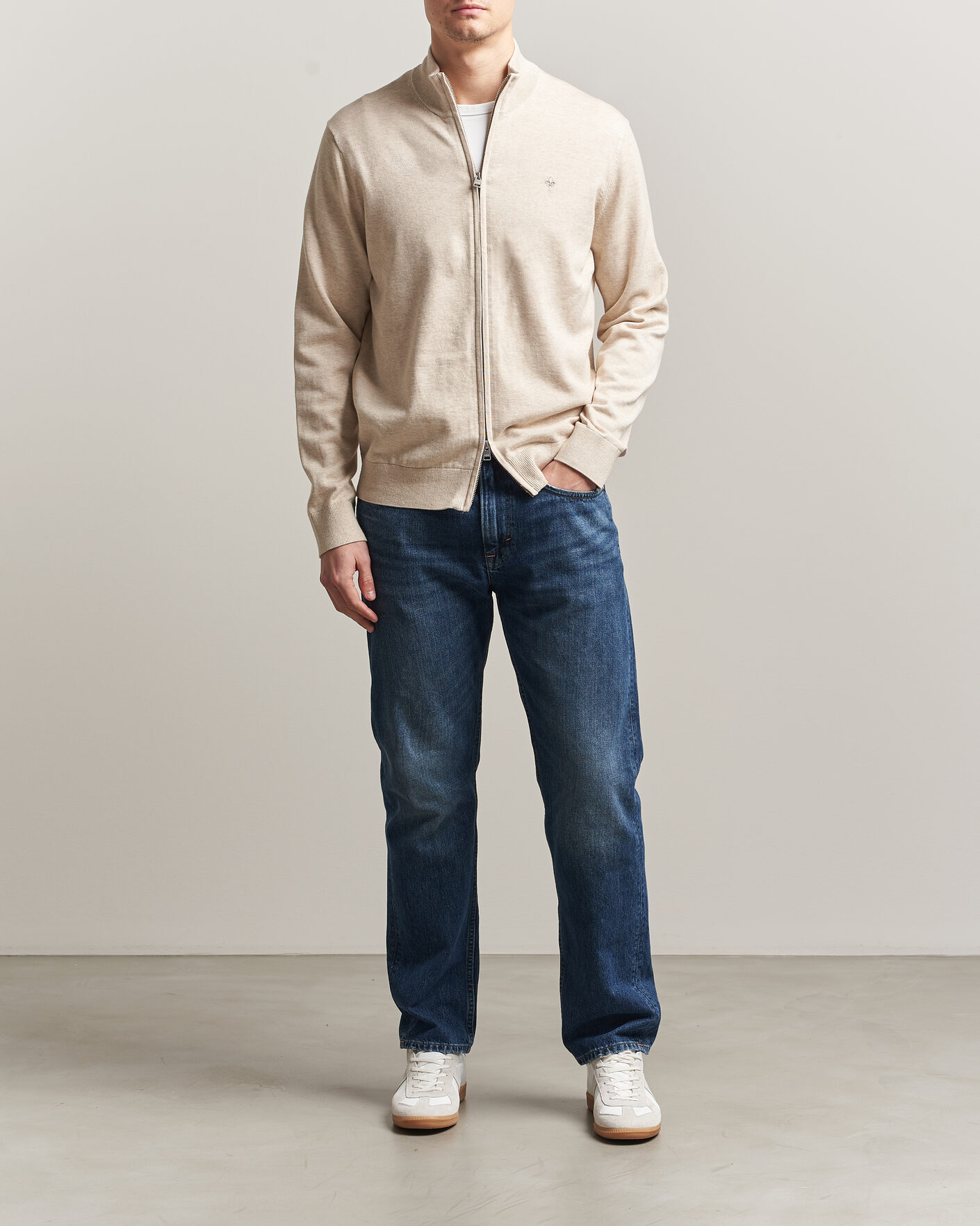 Men | Sweaters & Knitwear | Morris | Riley Zip Cardigan Khaki
