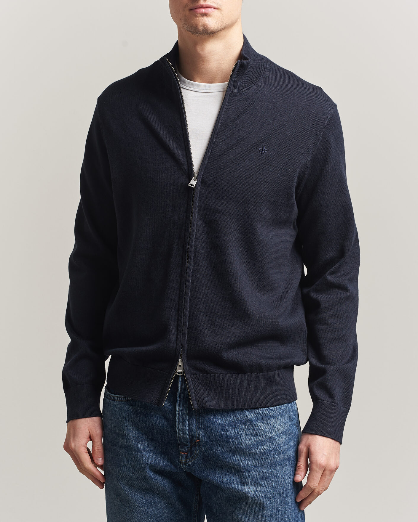 Men | Sweaters & Knitwear | Morris | Riley Zip Cardigan Navy