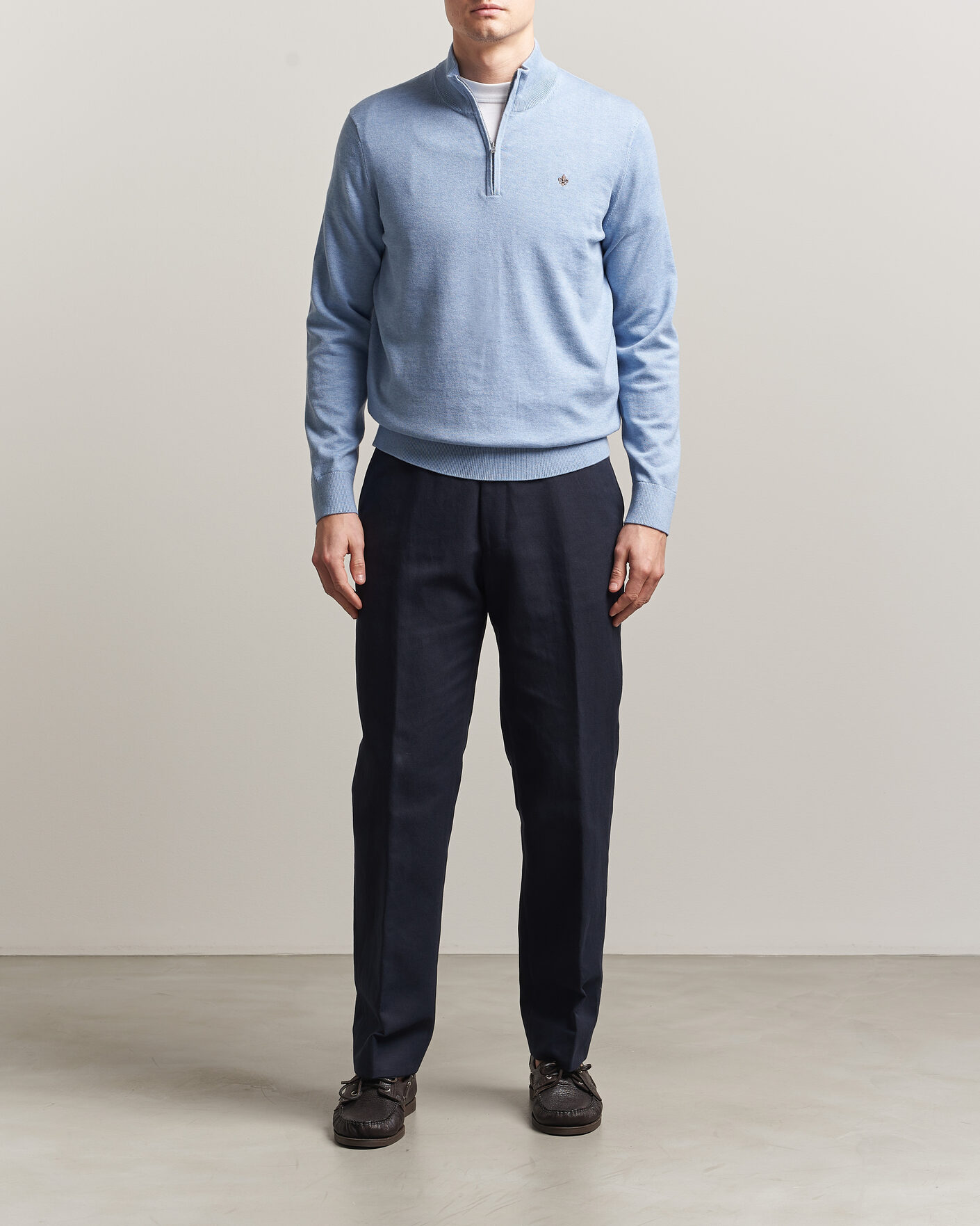 Men | Sweaters & Knitwear | Morris | Riley Half-Zip Light Blue