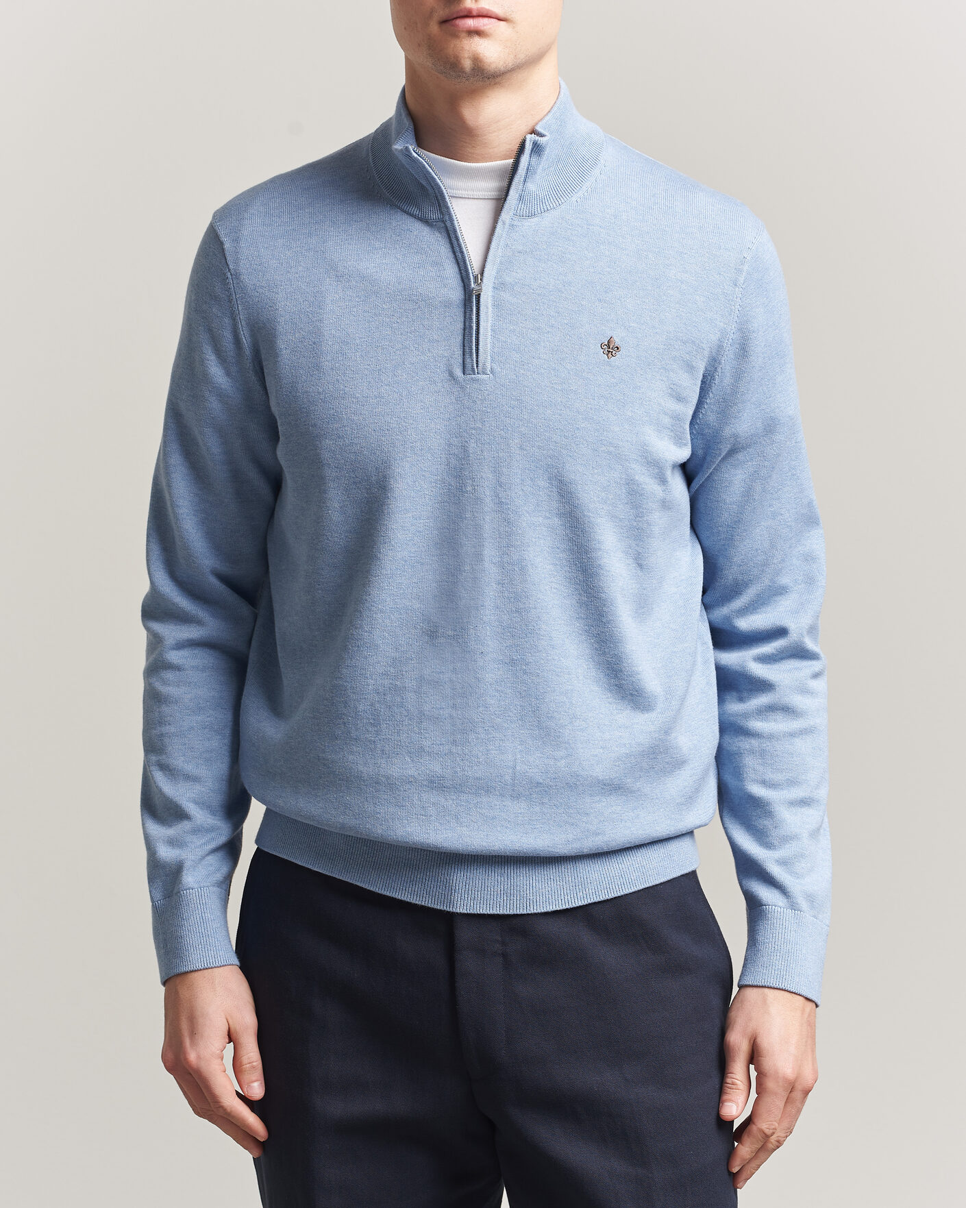 Men | Sweaters & Knitwear | Morris | Riley Half-Zip Light Blue