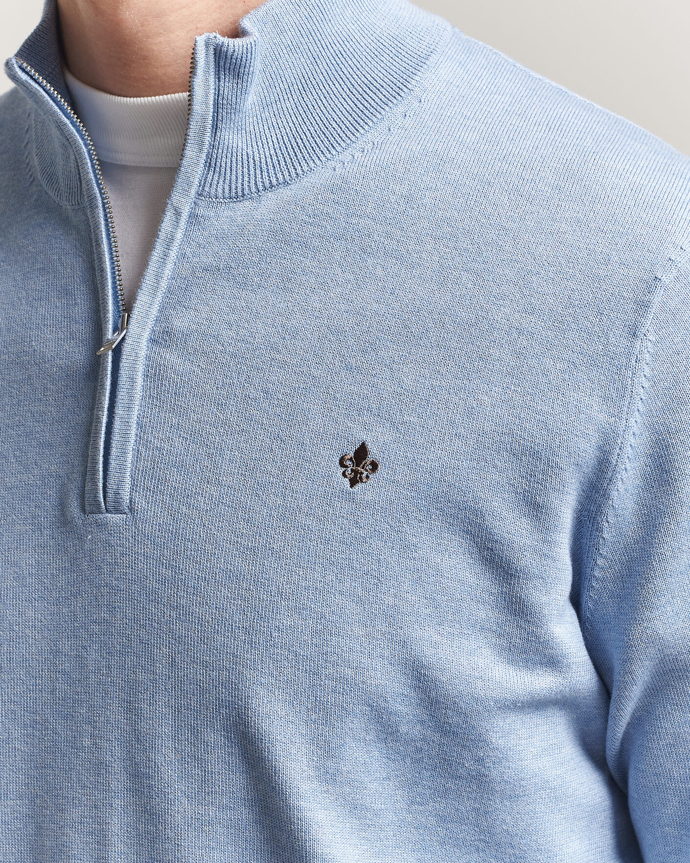 Men | Sweaters & Knitwear | Morris | Riley Half-Zip Light Blue