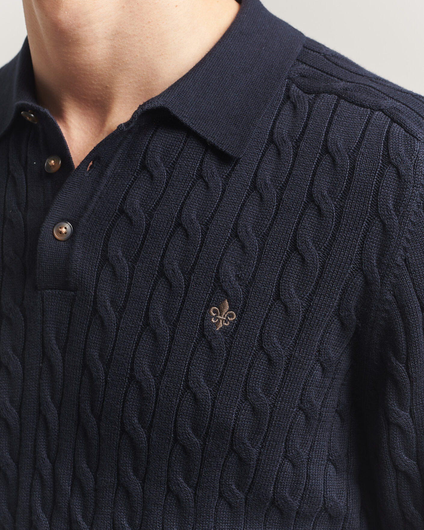 Men | Sweaters & Knitwear | Morris | Lancaster Cable Polo Navy