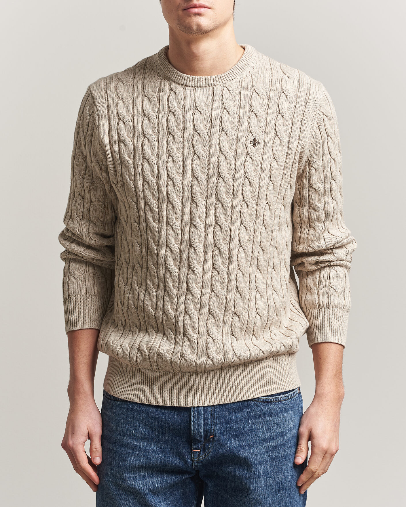 Men | Sweaters & Knitwear | Morris | Ethan Cable Oneck Khaki