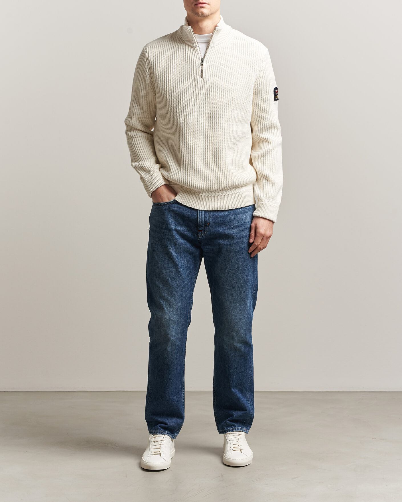 Men | Sweaters & Knitwear | Morris | Brenton Half-Zip Off White