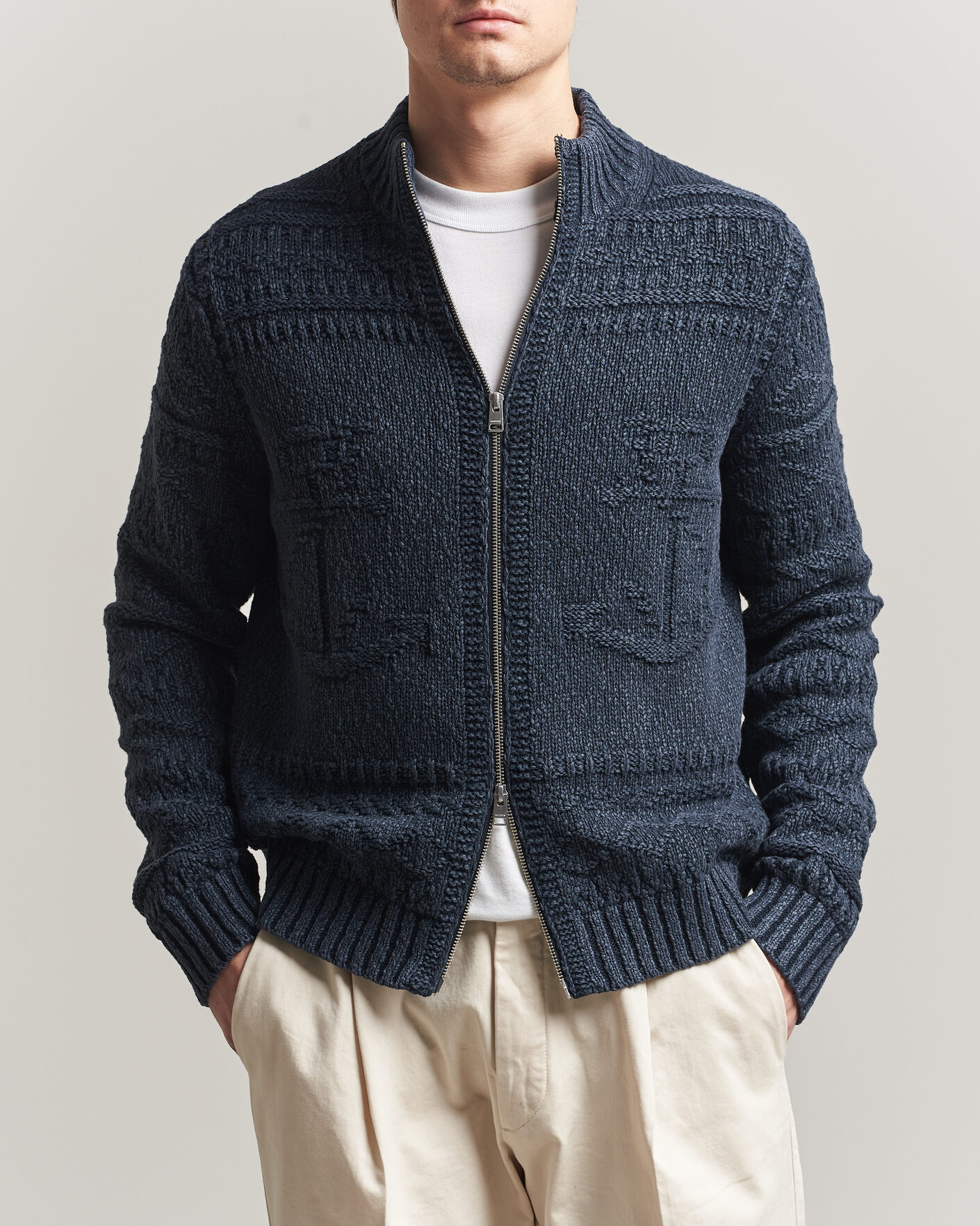 Men | Sweaters & Knitwear | Morris | Chatham Knitted Jacket Navy