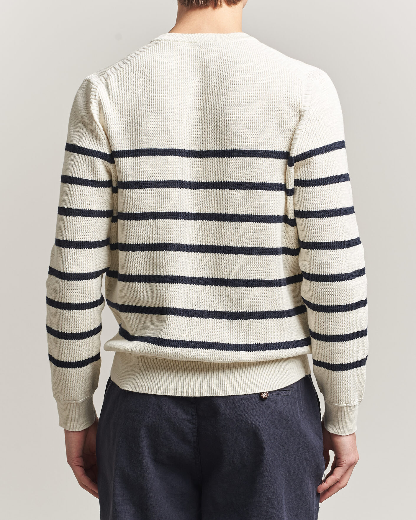 Men | Sweaters & Knitwear | Morris | Benedict Stripe Oneck Off White