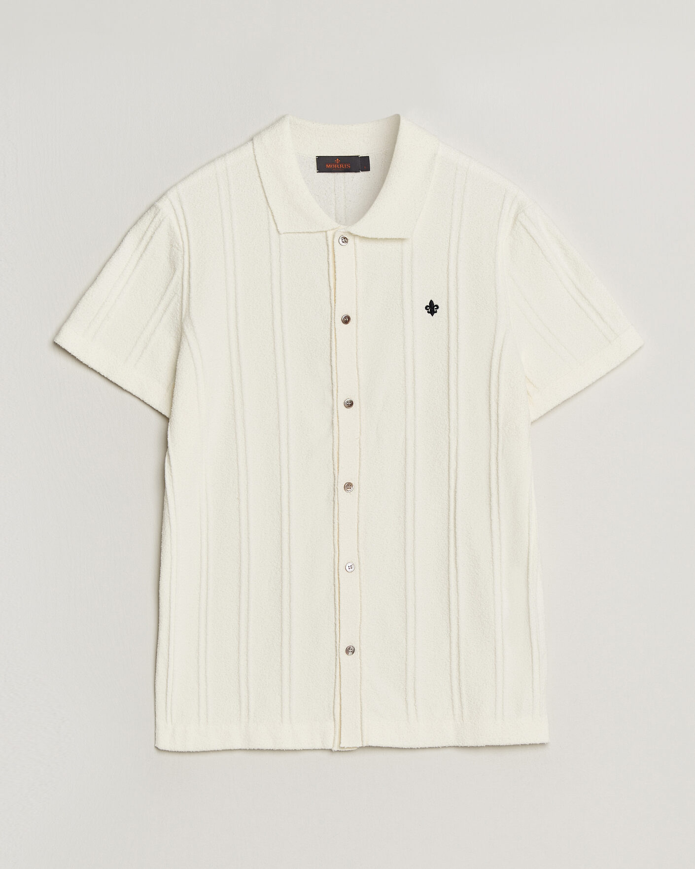 Men | Shirts | Morris | Clayton Knitted Short Sleeve Shirt Off White