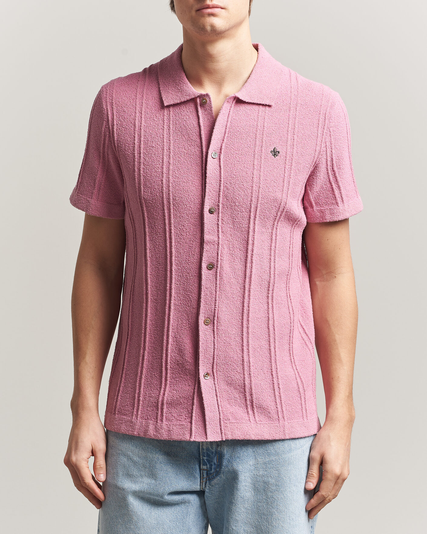 Men | Shirts | Morris | Clayton Knitted Short Sleeve Shirt Pink