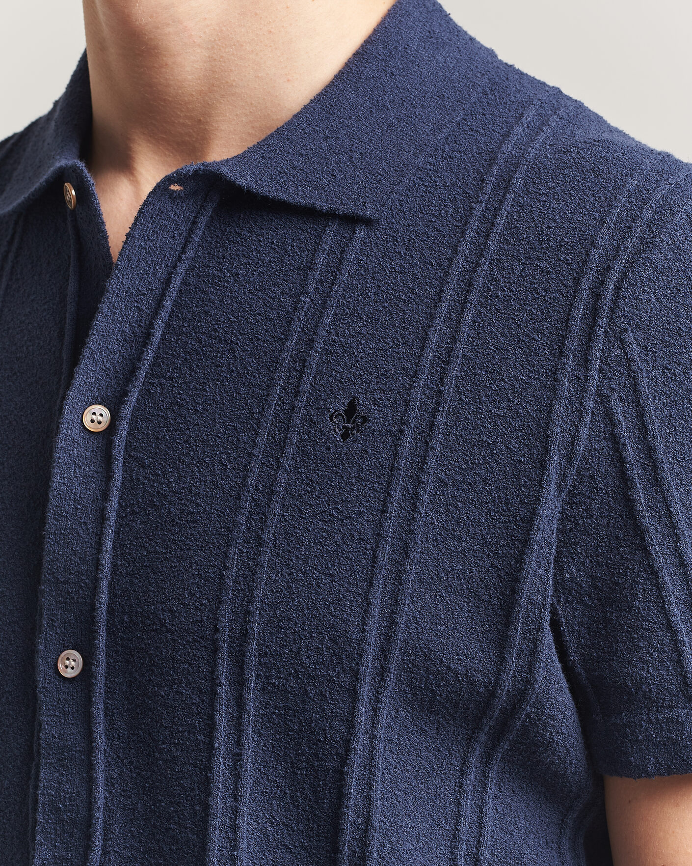 Men | Shirts | Morris | Clayton Knitted Short Sleeve Shirt Dark Blue