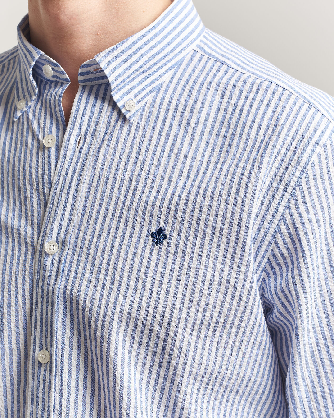 Men | Shirts | Morris | Seersucker Shirt Blue