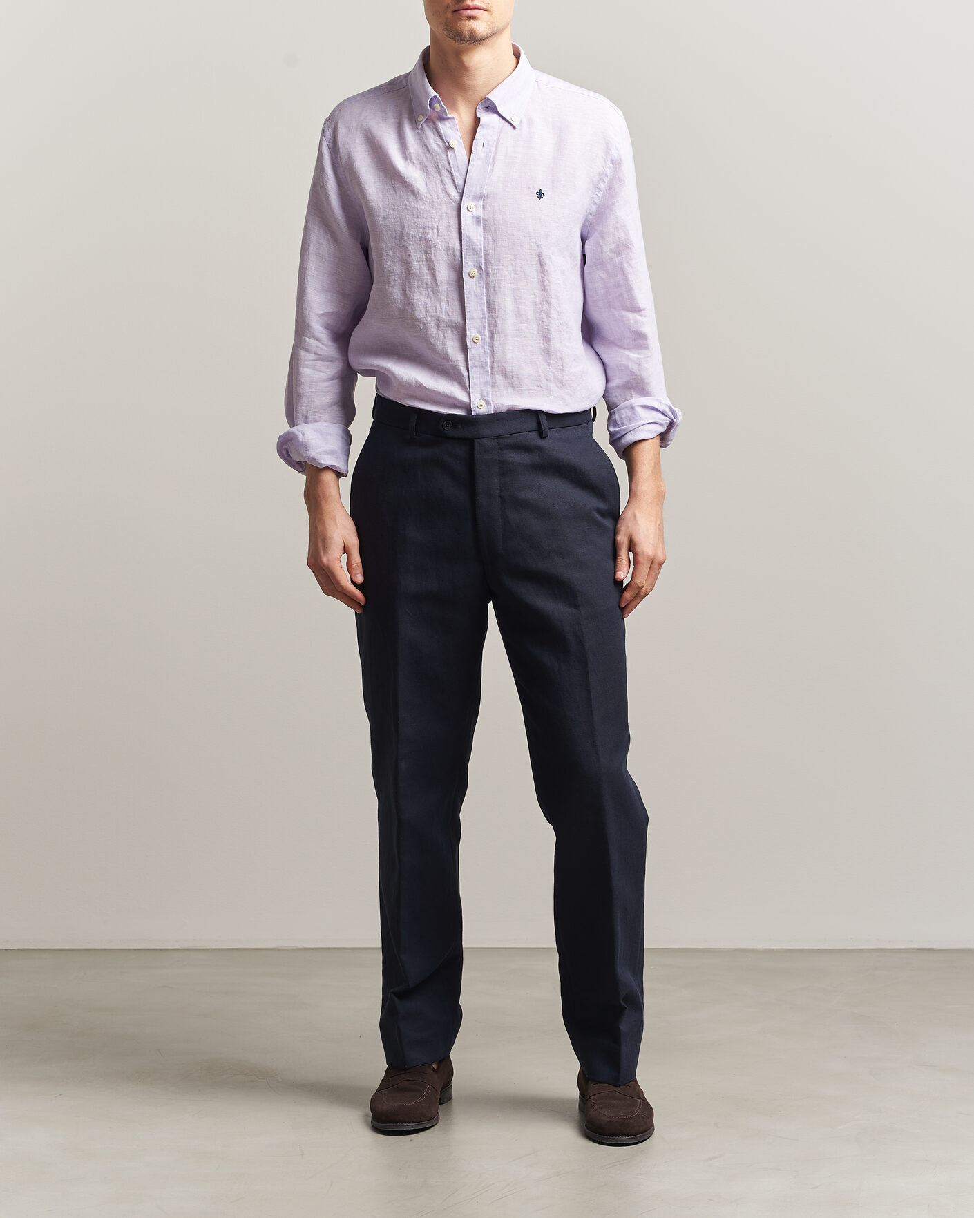Men | Shirts | Morris | Douglas Button Down Linen Shirt Purple