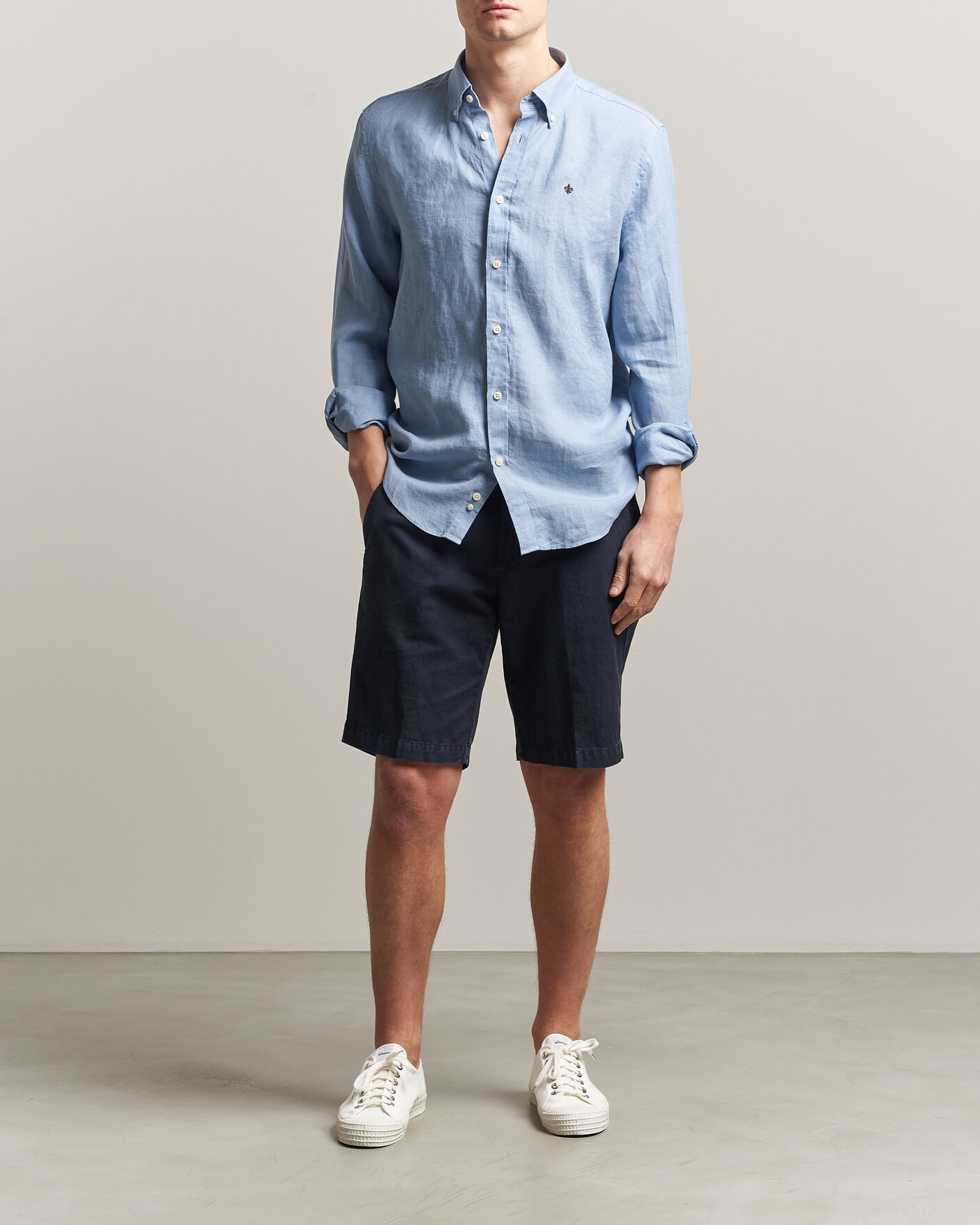 Men | Shirts | Morris | Douglas Button Down Linen Shirt Light Blue