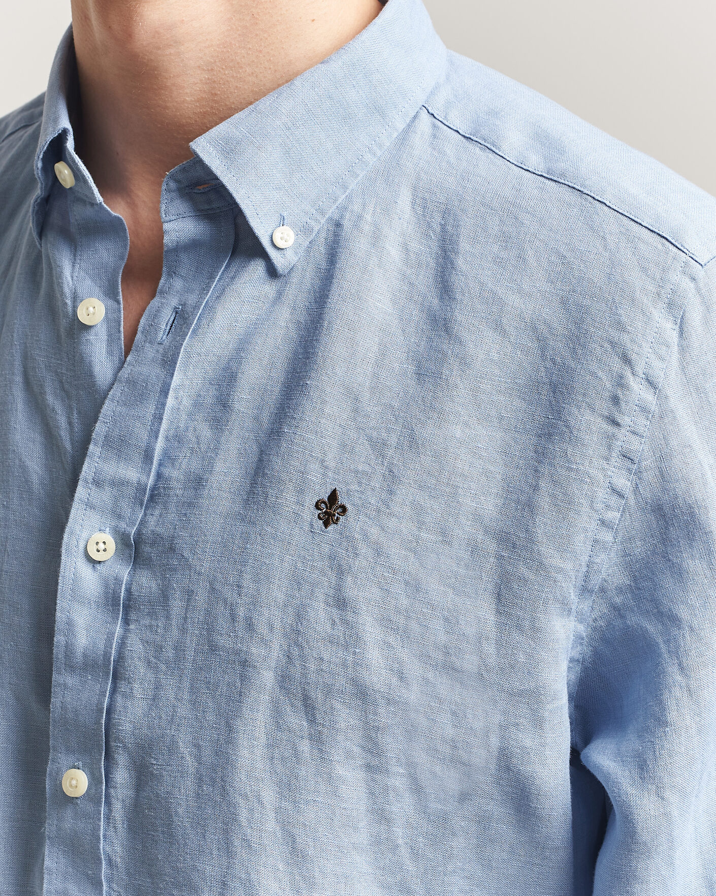 Men | Shirts | Morris | Douglas Button Down Linen Shirt Light Blue