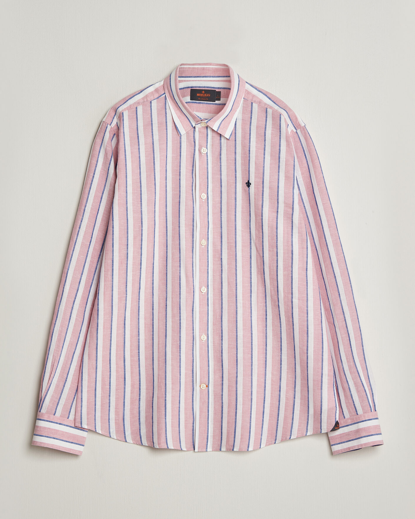 Men | Shirts | Morris | Douglas Linen Striped Shirt Red/White