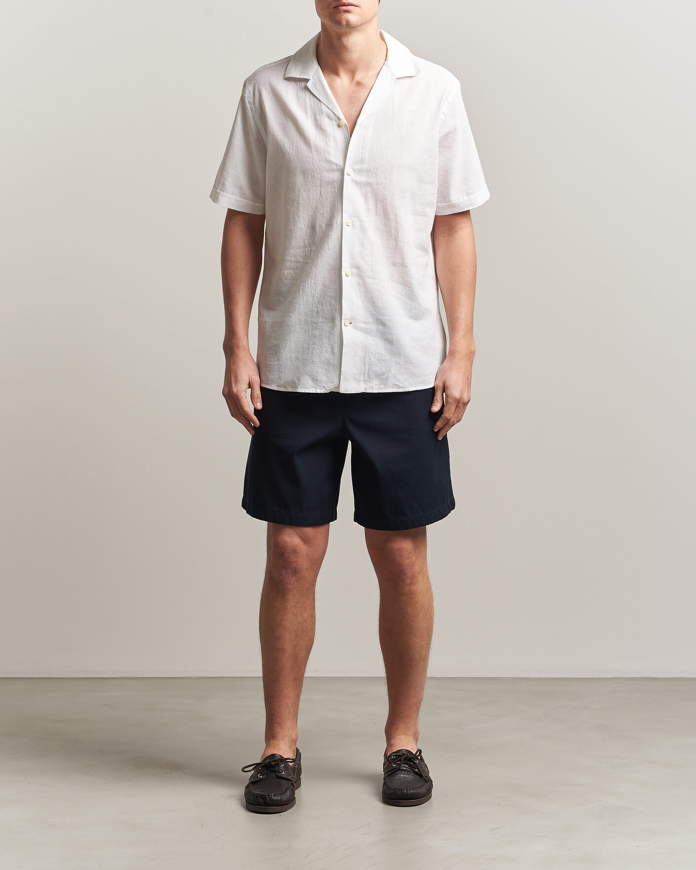 Men | Shirts | Morris | Resort Short Sleeve Linen Shirt White