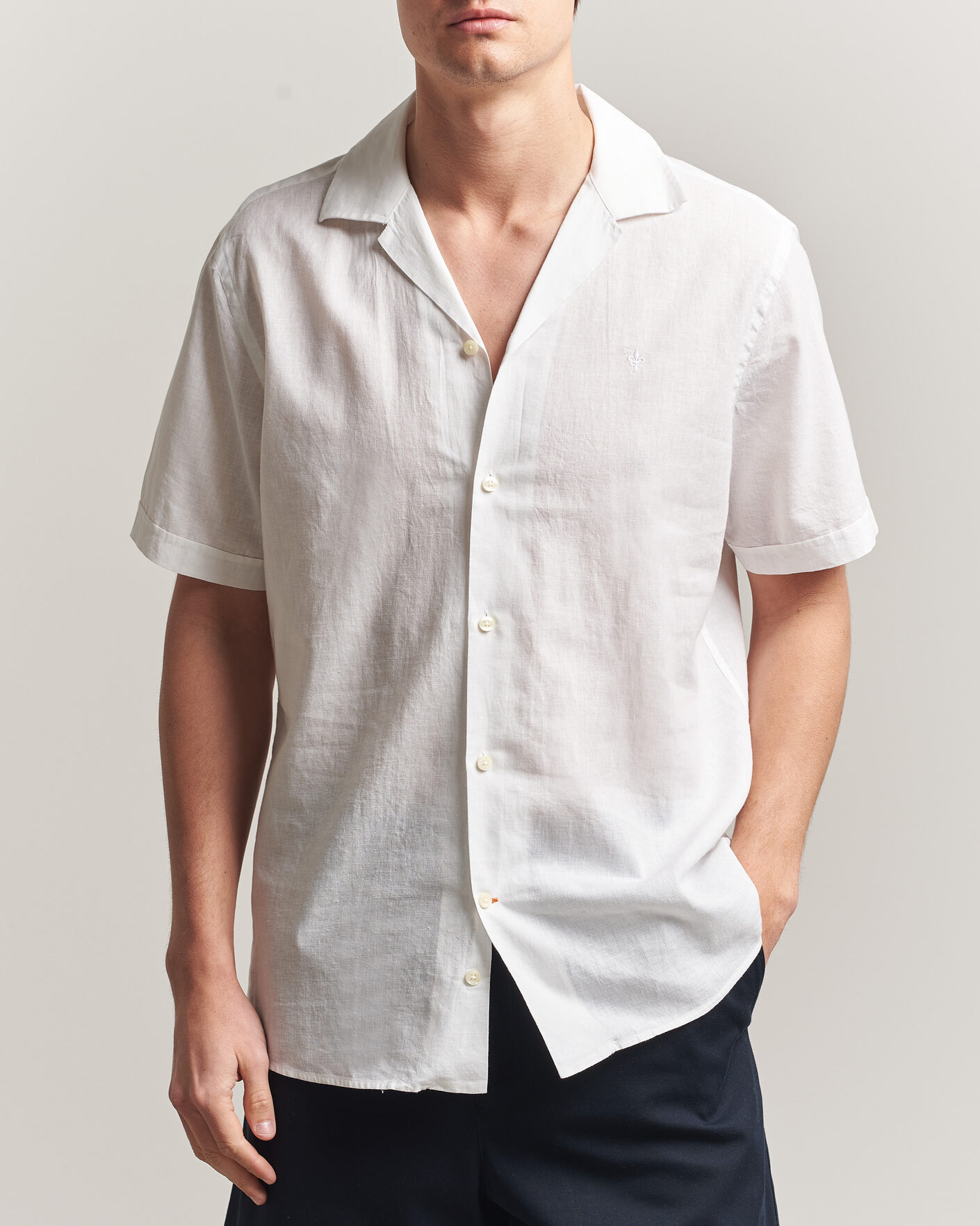 Men | Shirts | Morris | Resort Short Sleeve Linen Shirt White