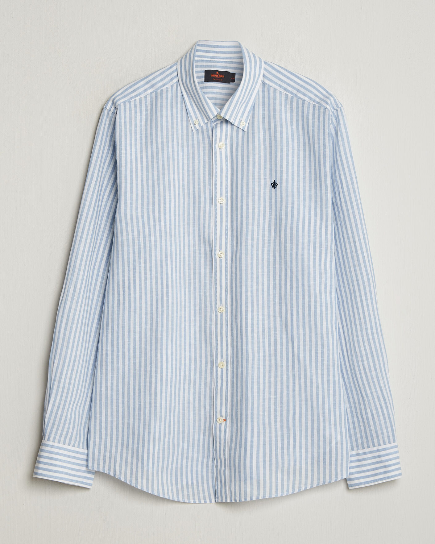 Men | Shirts | Morris | Douglas Striped Linen Shirt Blue/White